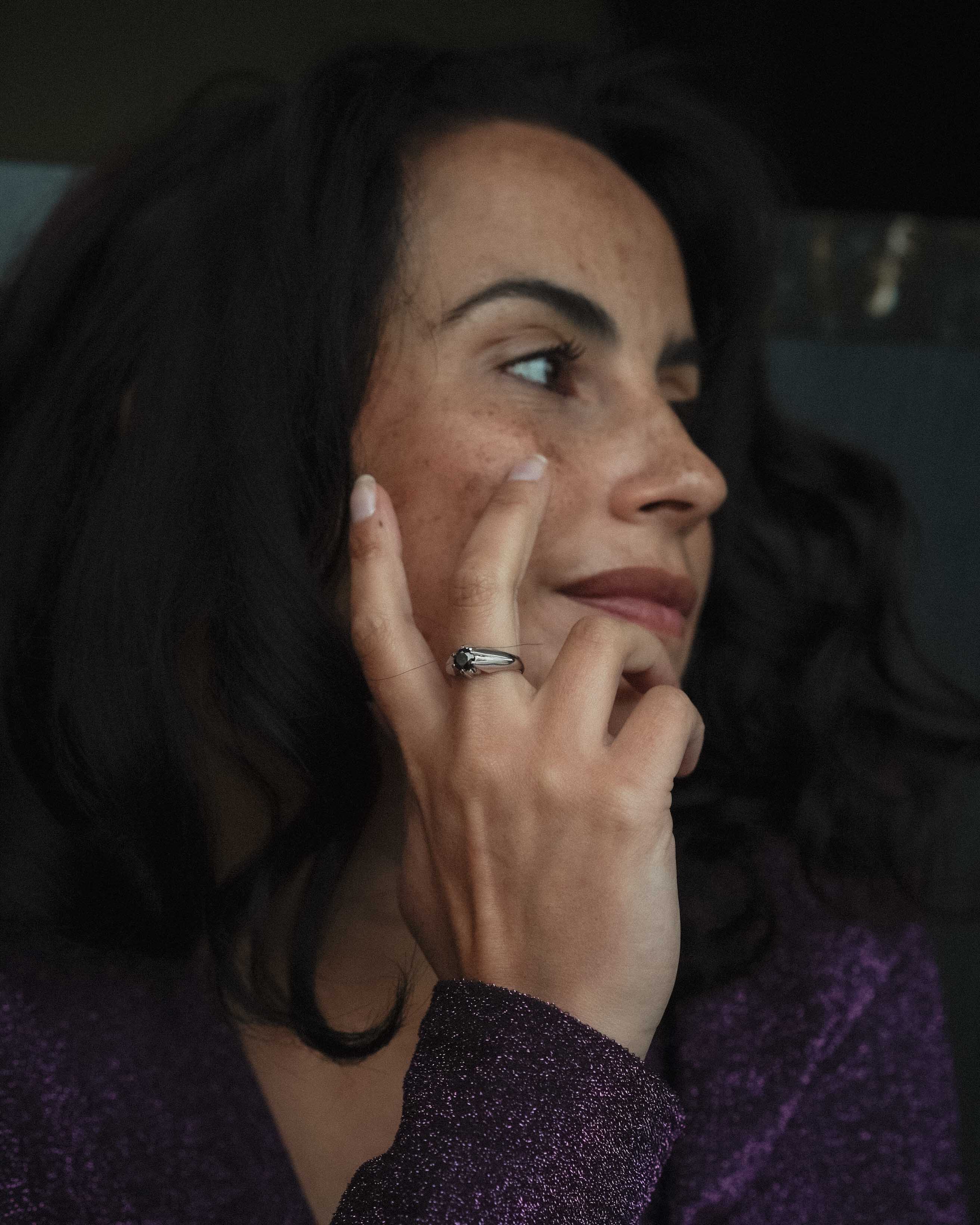 Danika | 14K Witgoud & Zwarte Diamant (0.87ct) Brilliant Cut Ring