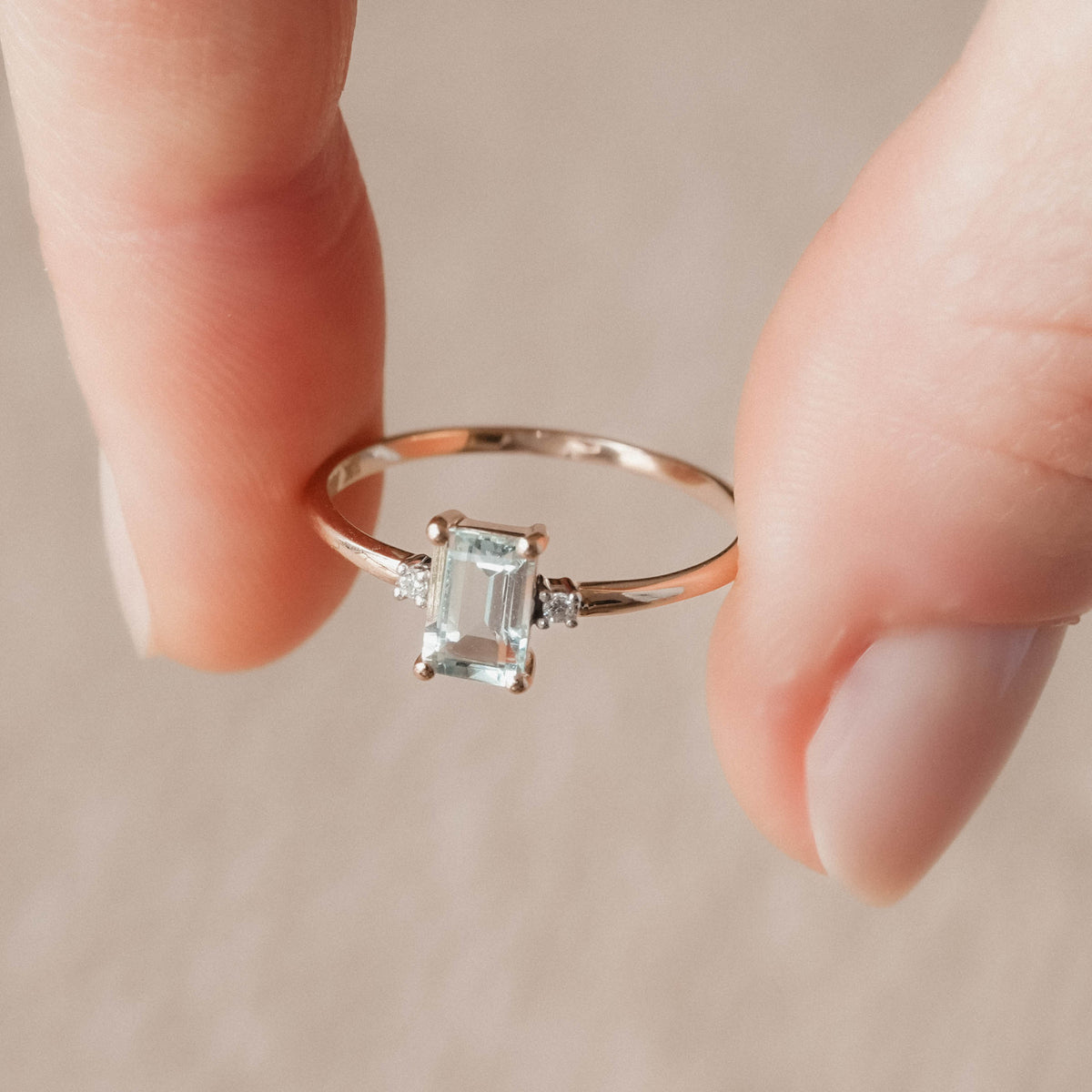 Odette | Aquamarijn & Diamant Ring - Menina Amsterdam