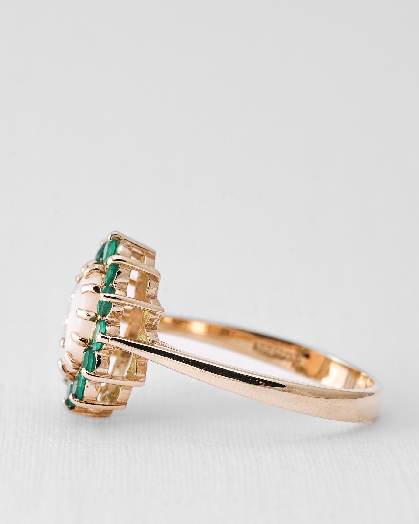 Melura | Vintage Opaal & Groene Agaat Cluster Ring