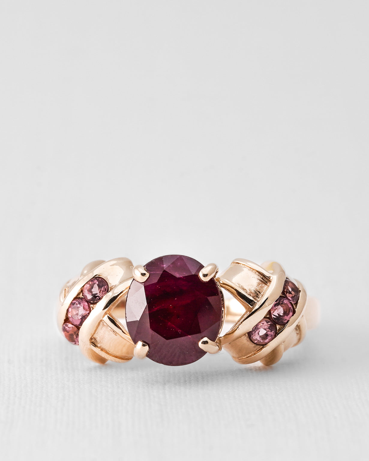 Coralie | Vintage Robijn & Toermalijn Driesteen Ring