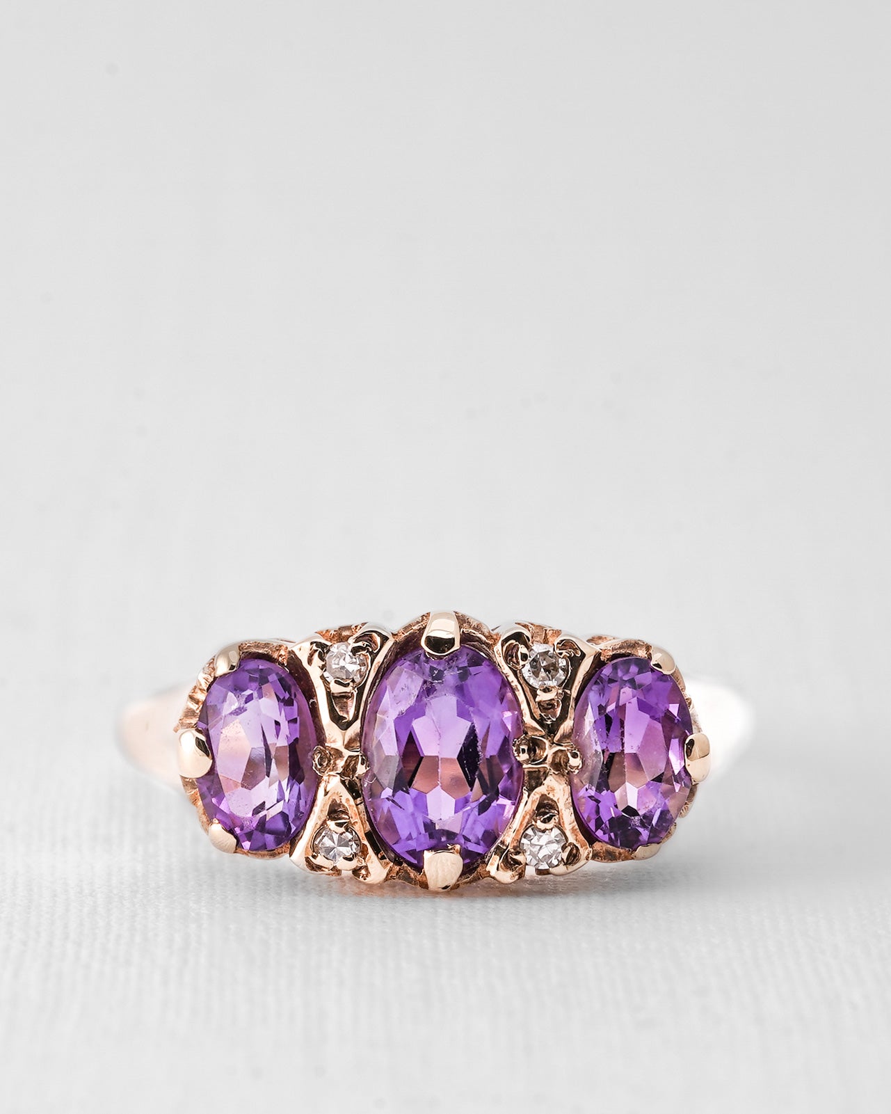 Lucina | Vintage Amethist & Diamant Victoriaanse Ring