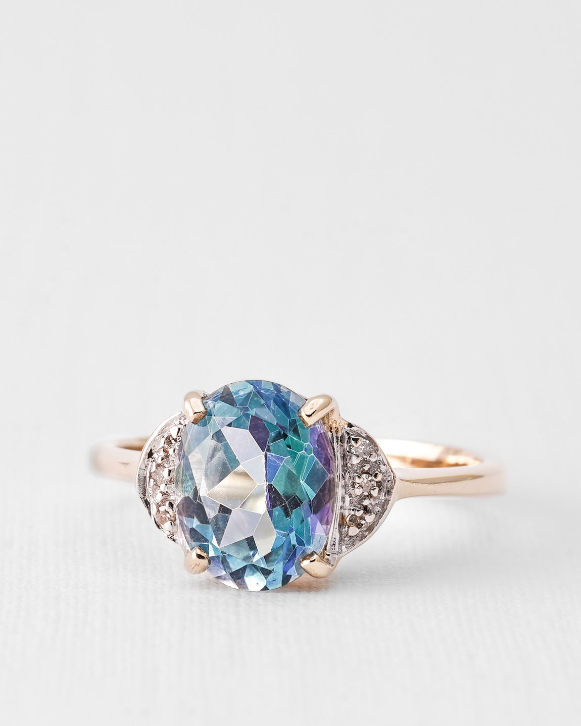 Serenne | Vintage Topaas Solitair & Diamant Details Ring