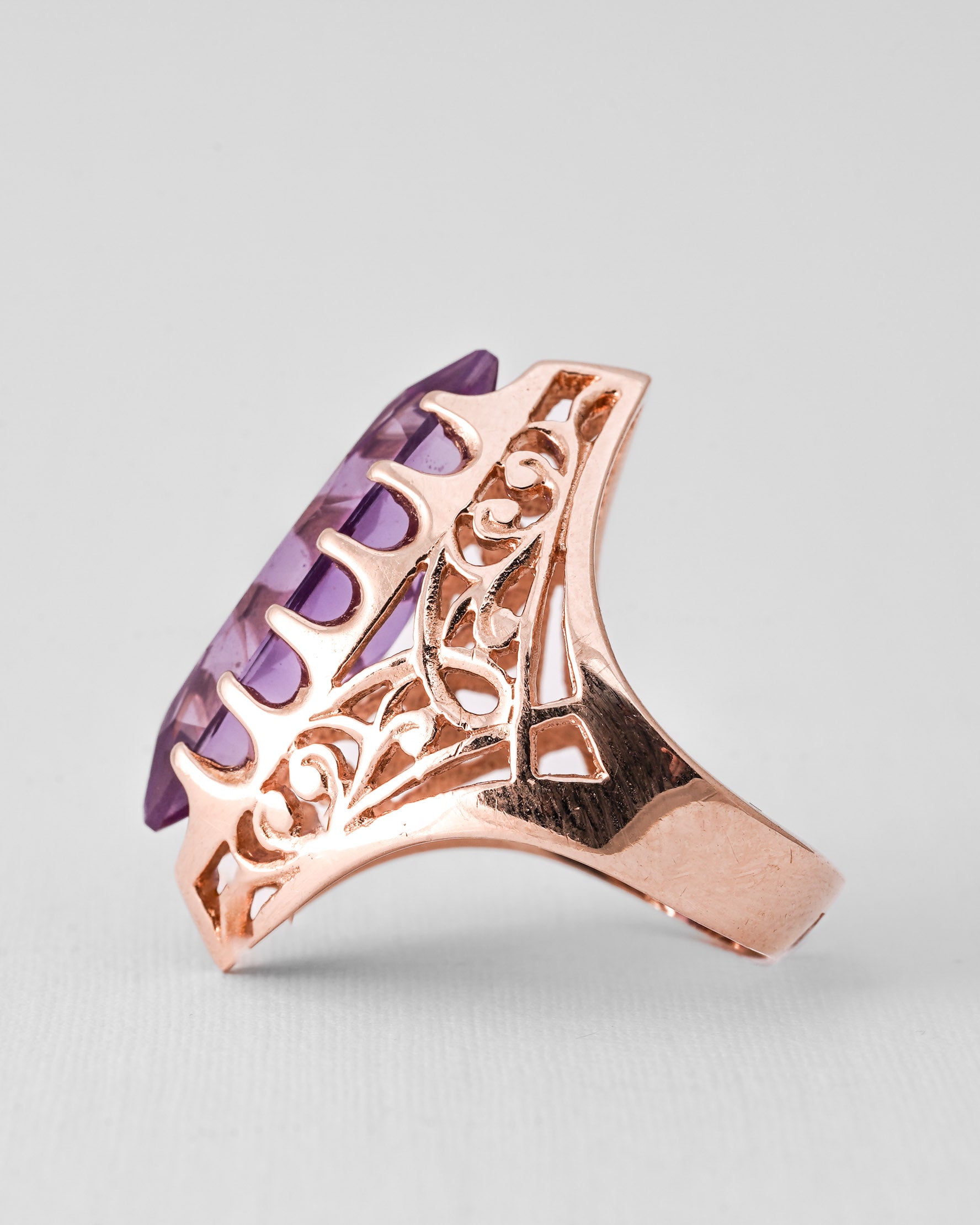 Athenia | 14K Rosé Goud & Amethist Marquise Cut Ring