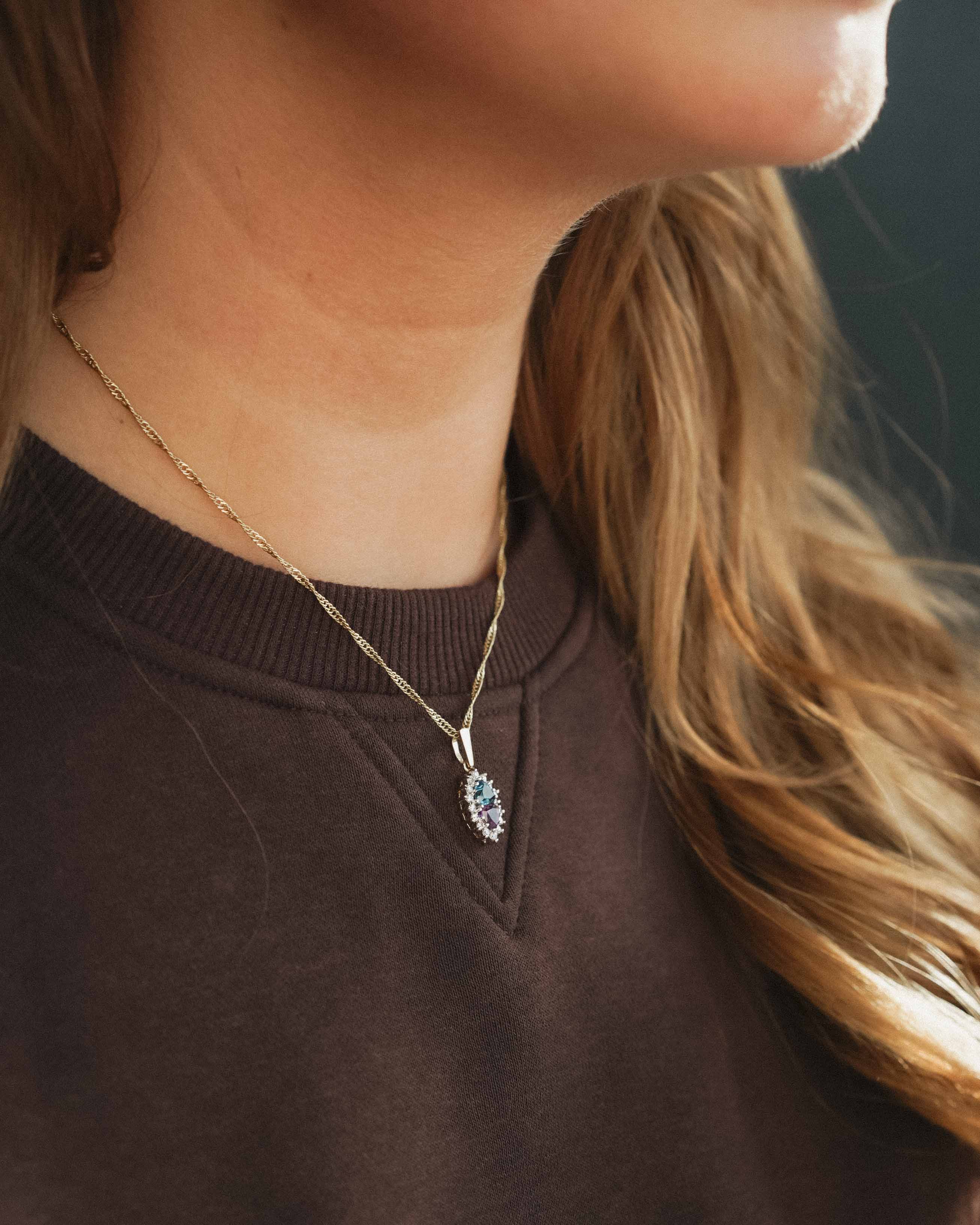 Noeline | Vintage Amethist, Topaas en Witte Saffier Hanger