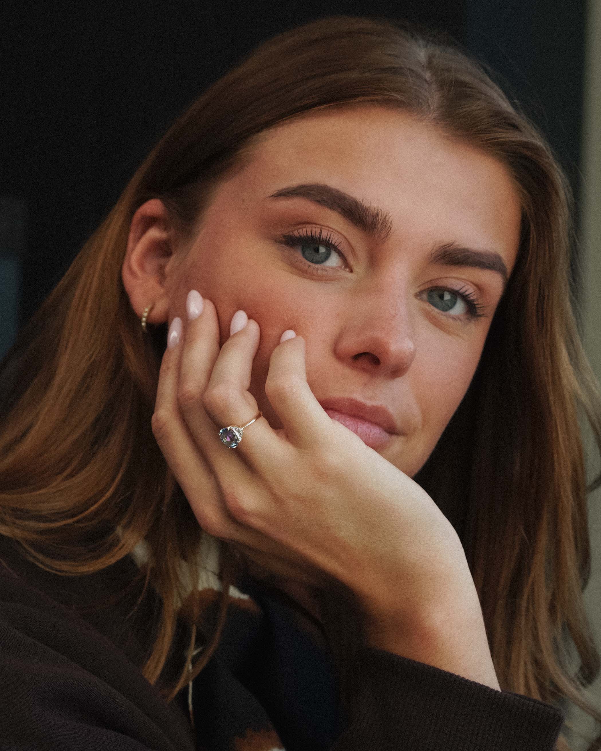 Serenne | Vintage Topaas Solitair & Diamant Details Ring