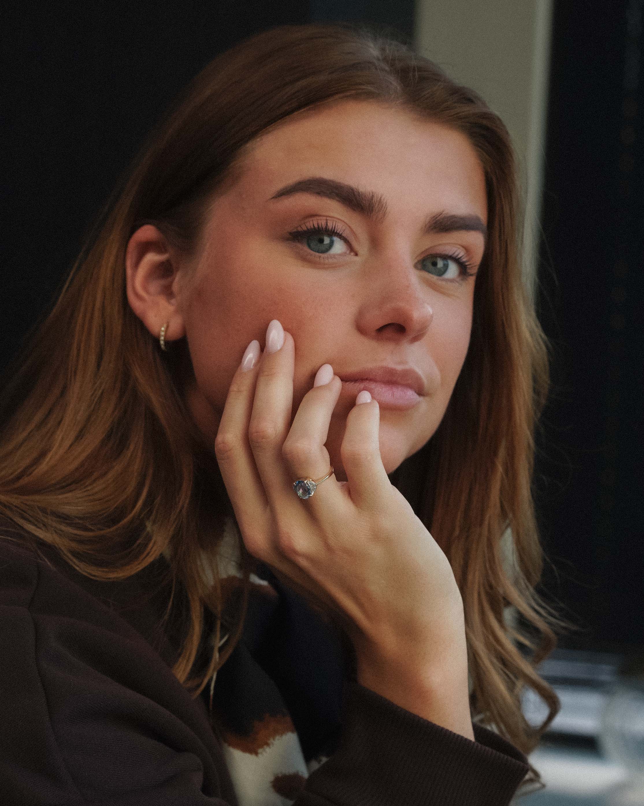 Serenne | Vintage Topaas Solitair & Diamant Details Ring