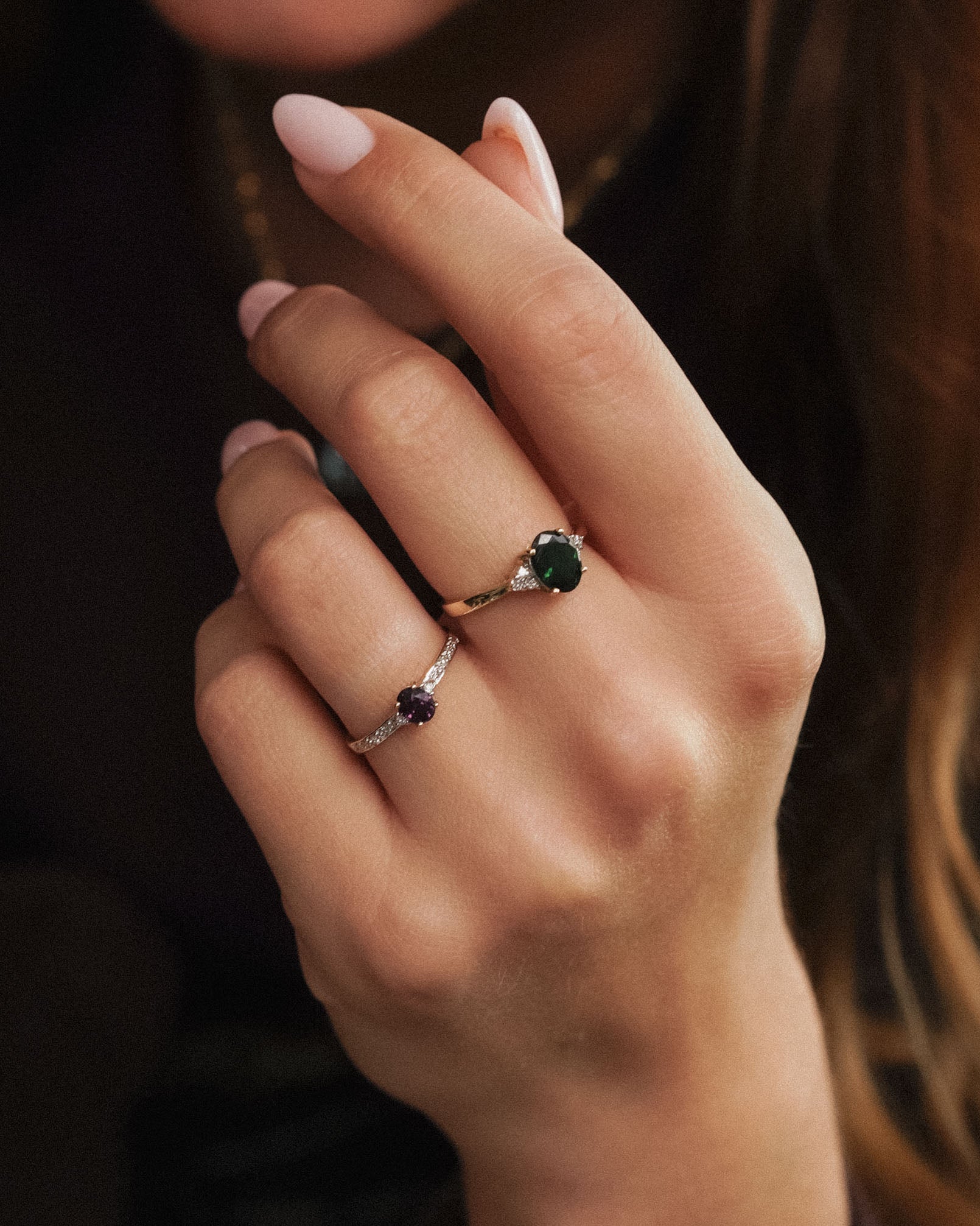 Junia | Vintage Spinel Solitair & Diamant Details Ring