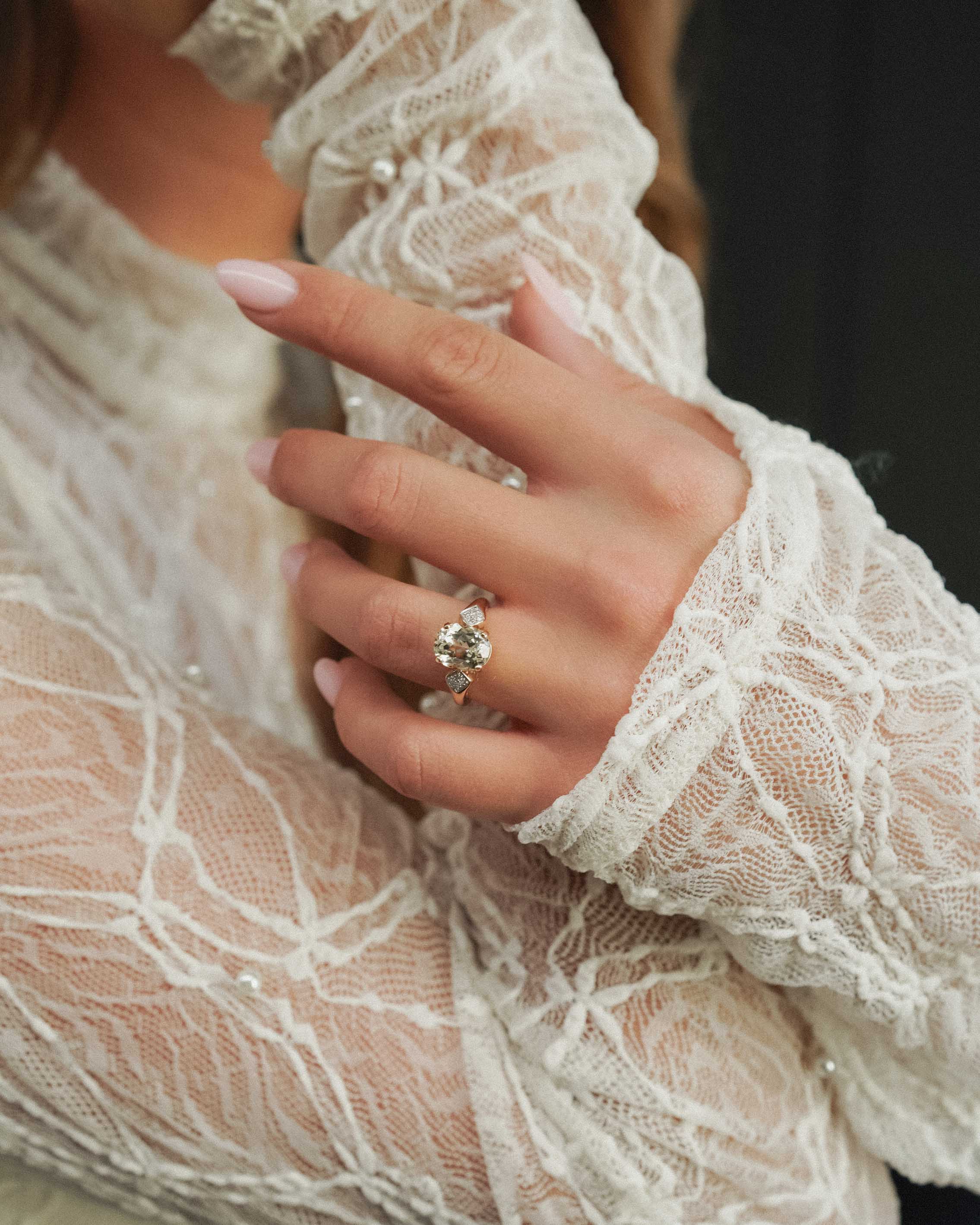 Thalina | Vintage Kwarts & Diamant Cluster Ring