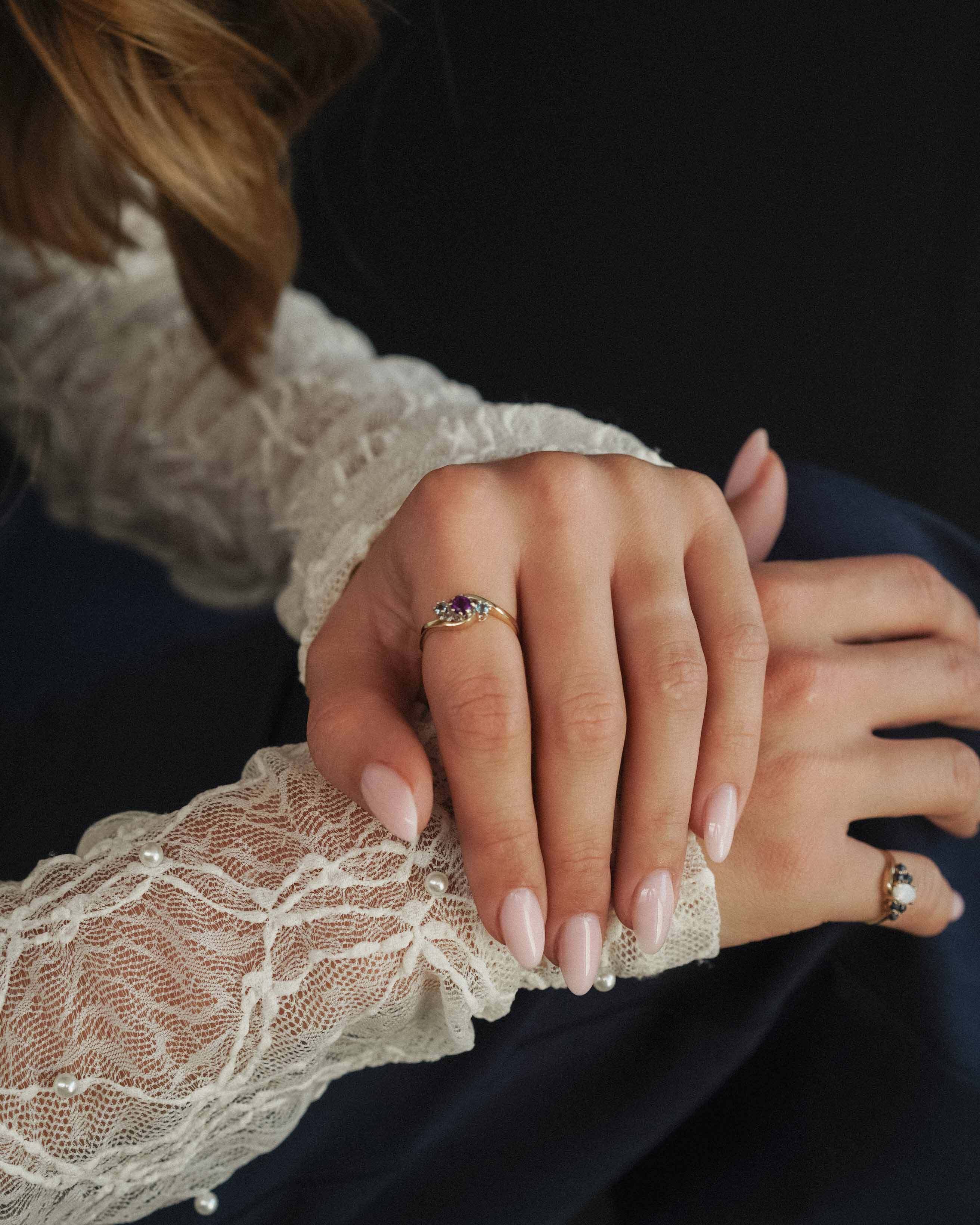 Amarae | Vintage Amethist & Topaas Driesteen Ring