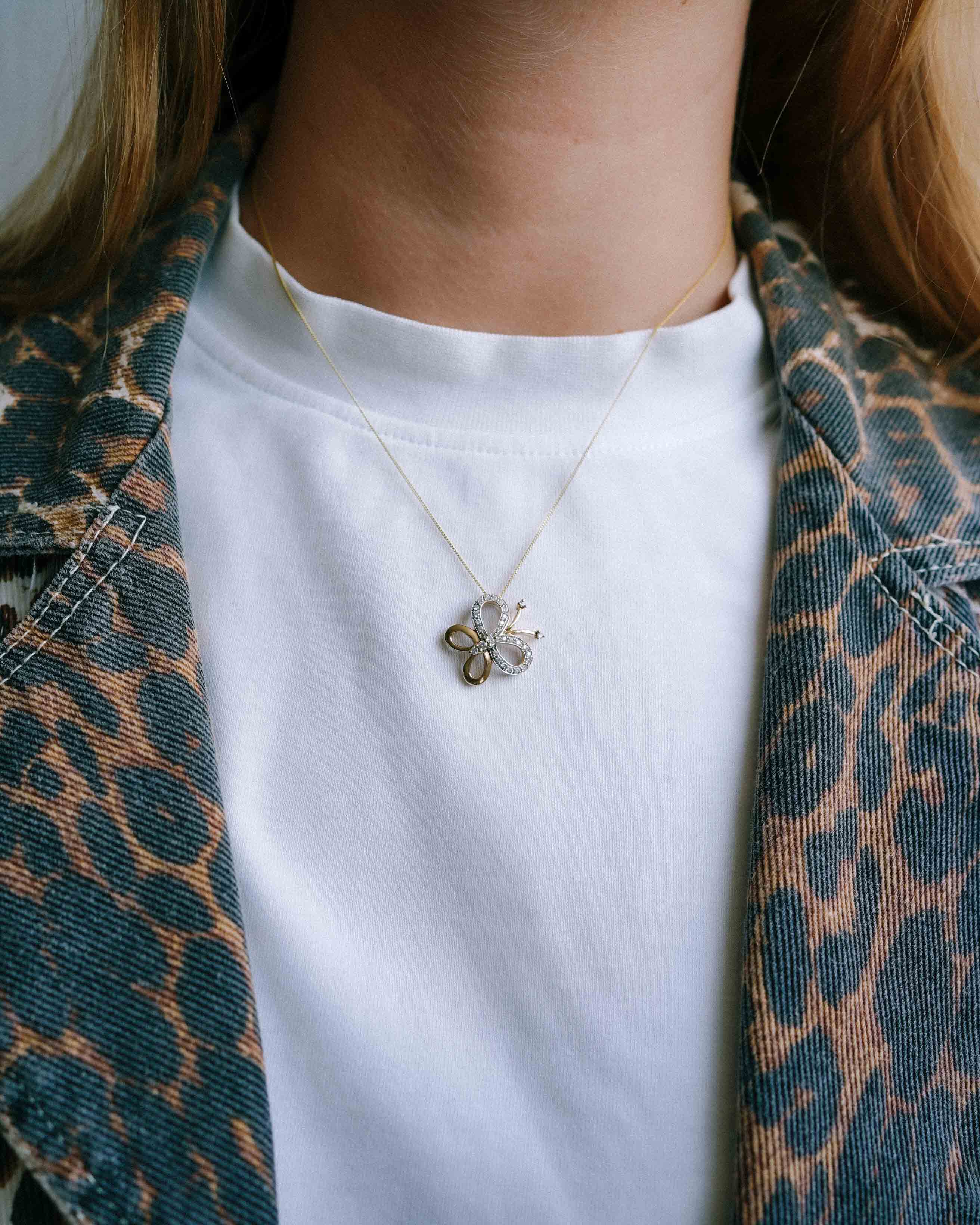 Liva | Vintage Diamant Vlinder Hanger