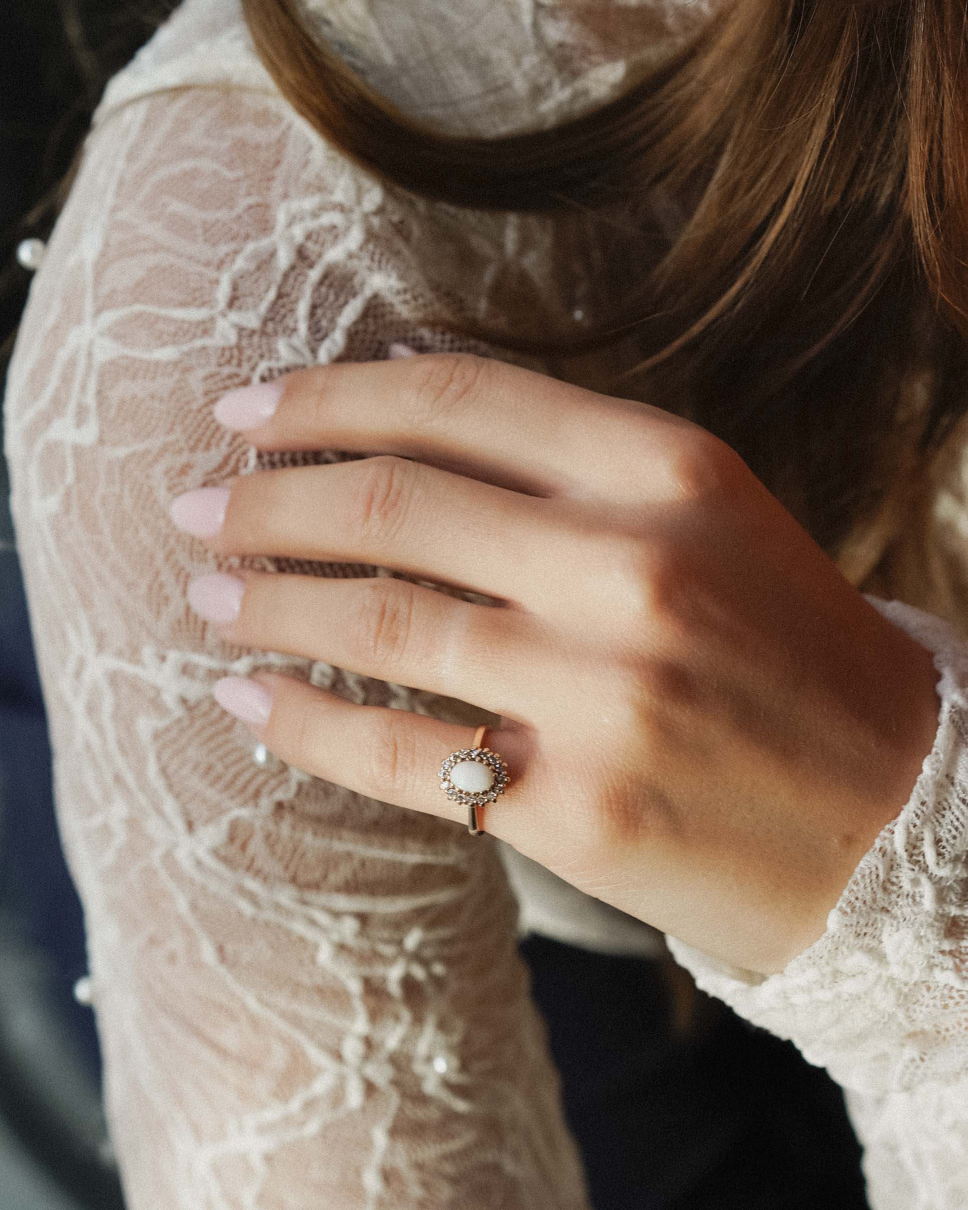 Mirella | Vintage Opaal & Diamant Cluster Ring