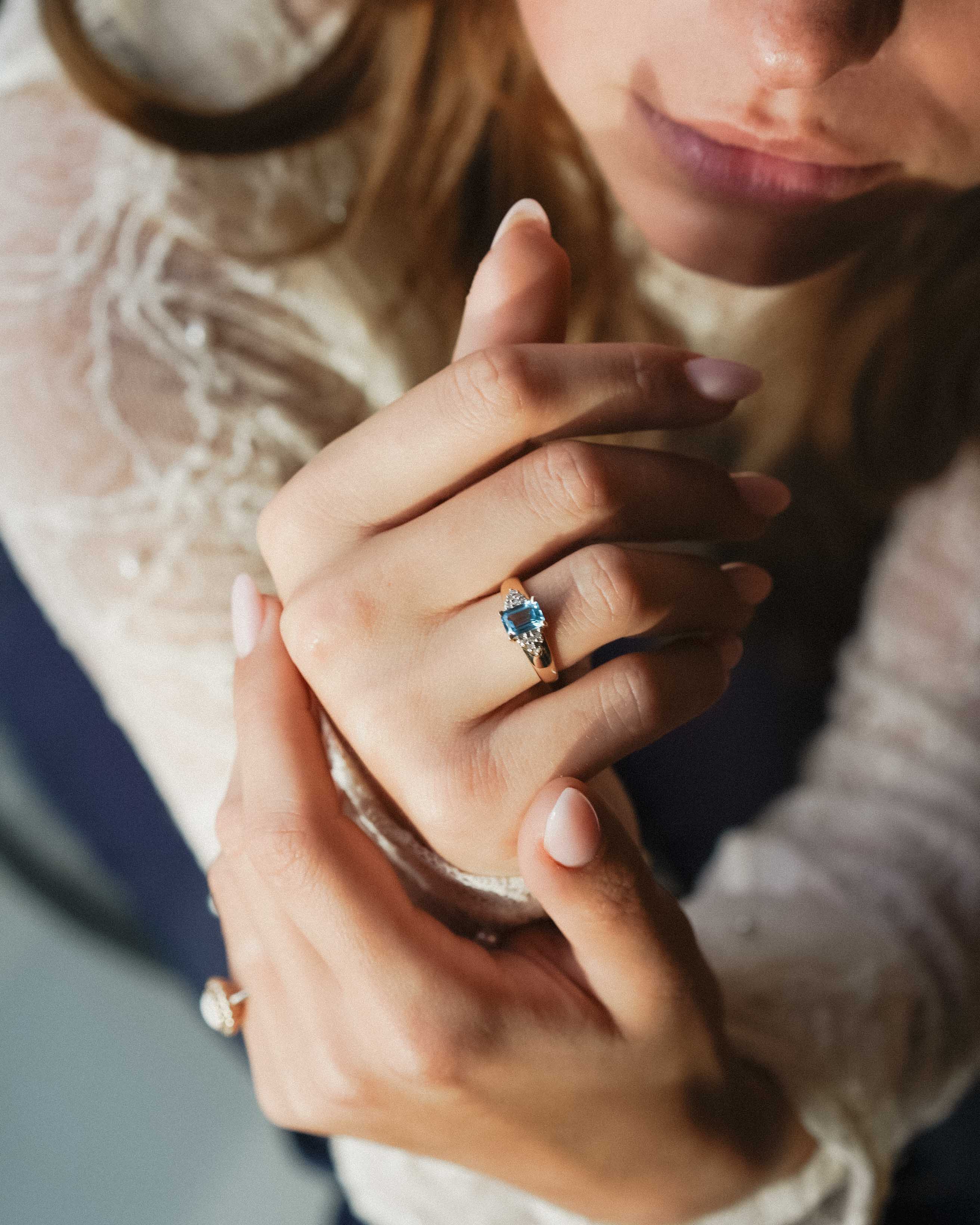 Meira | Vintage Topaas Solitair & Diamant Details Ring