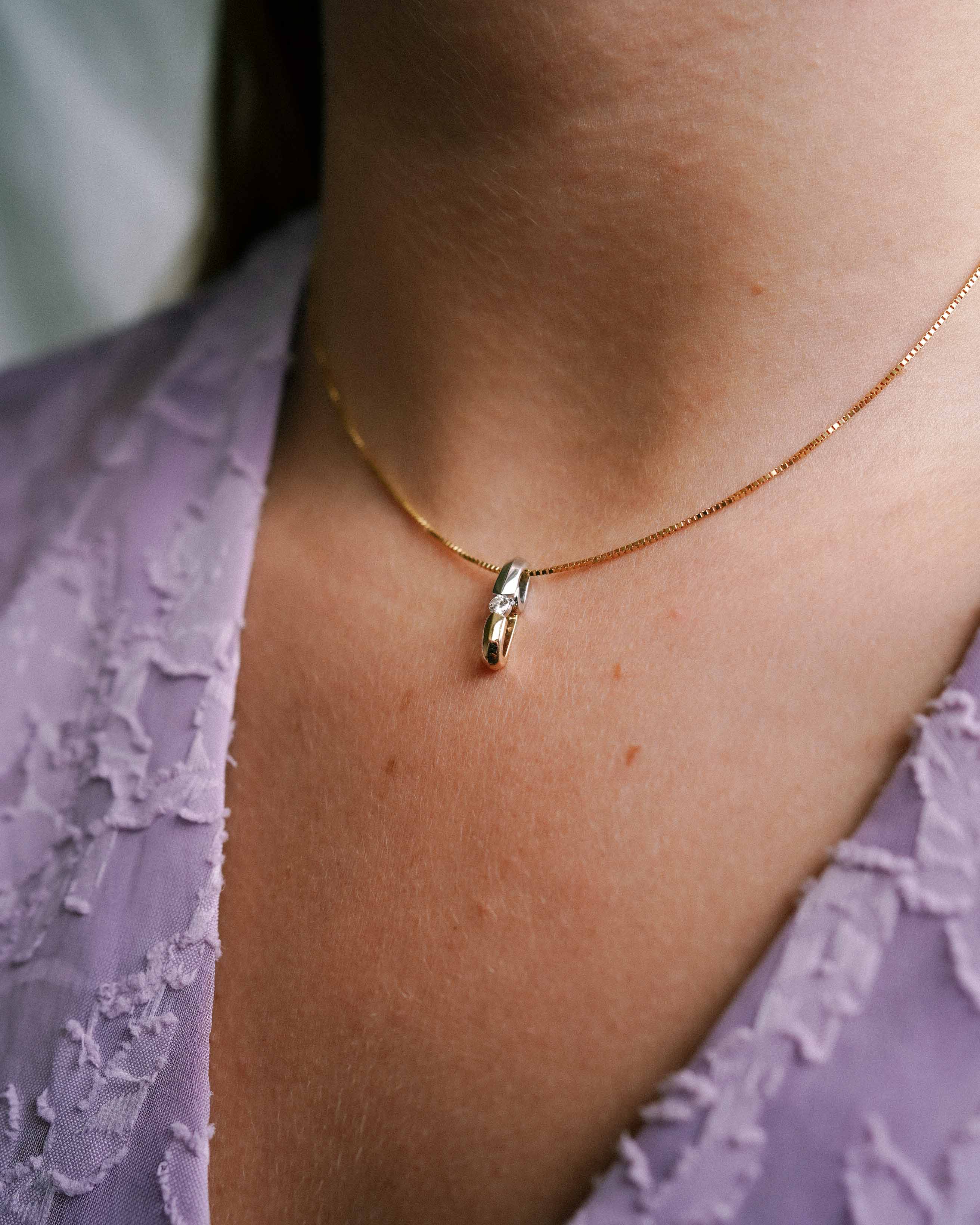 Kirsten | 14K Wit & Geel Gouden (0.12 kt) Diamanten Hanger