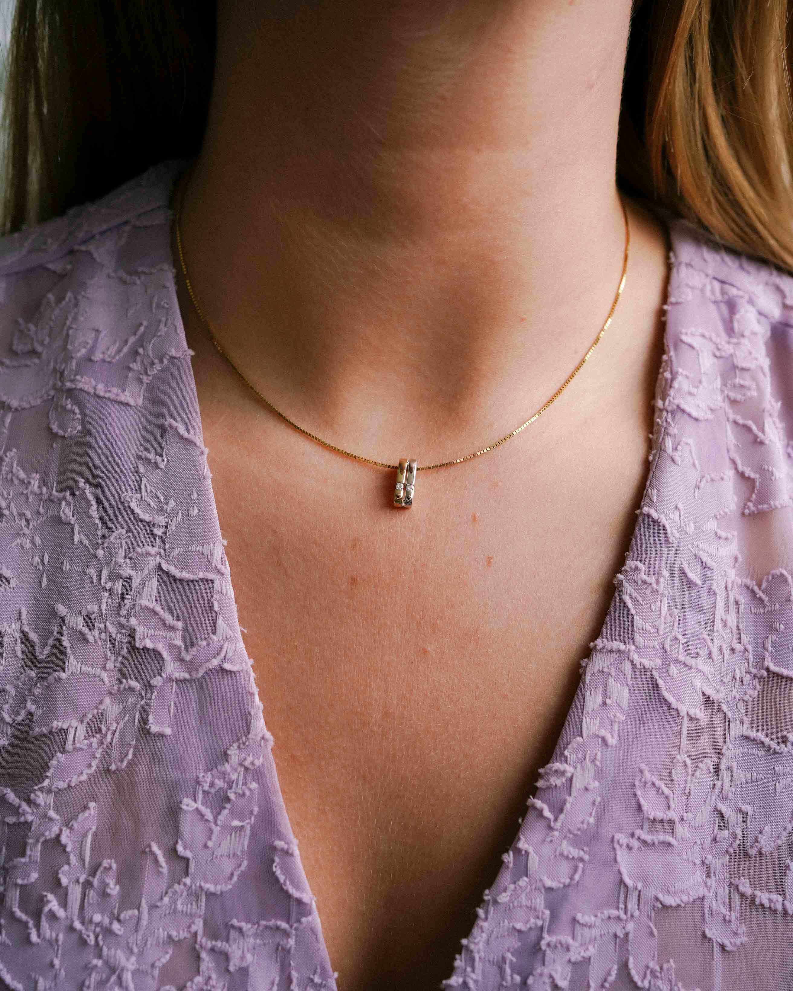 Grace | 14K Wit & Geel Gouden (0.07 kt) Diamanten Hanger
