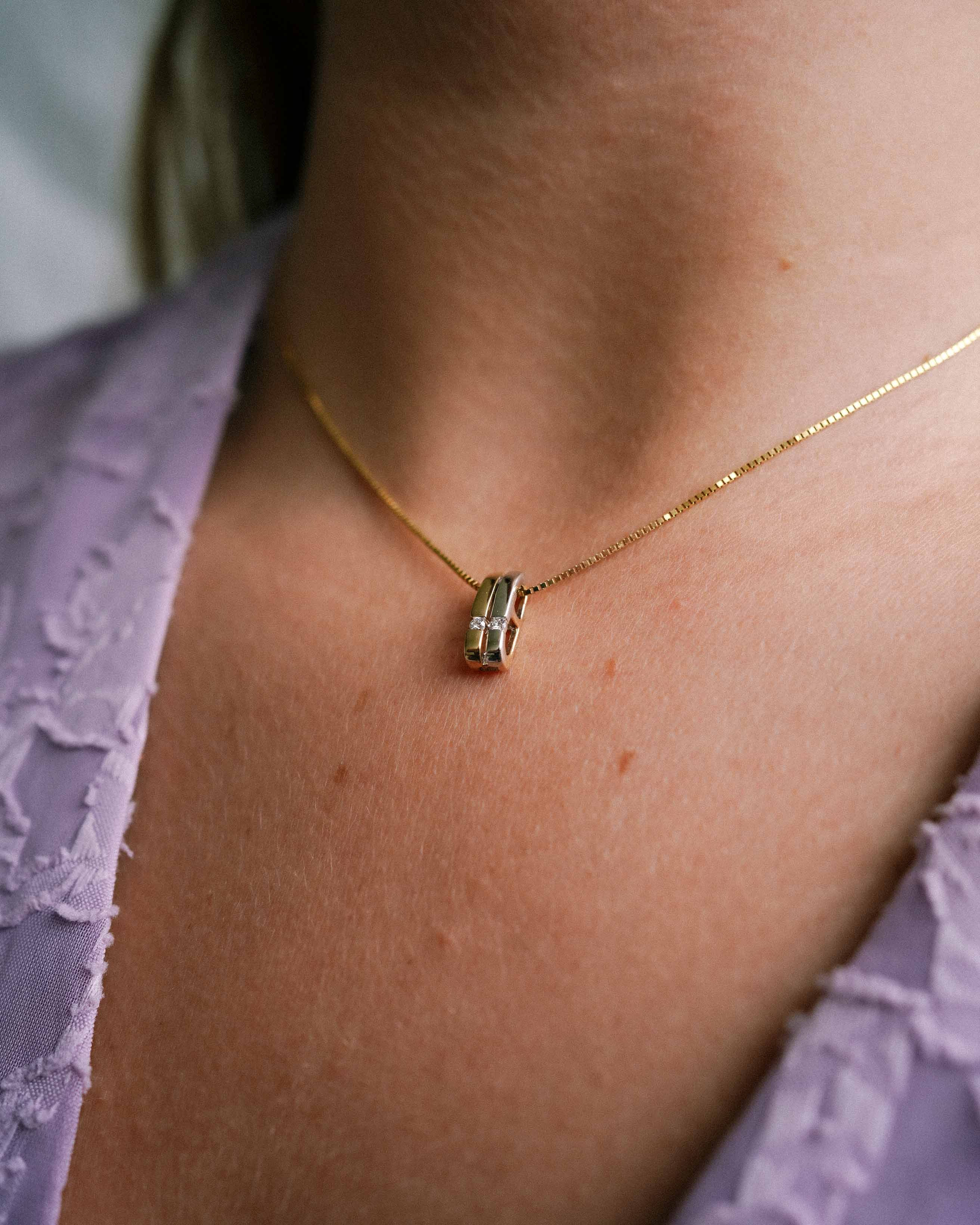 Grace | 14K Wit & Geel Gouden (0.07 kt) Diamanten Hanger