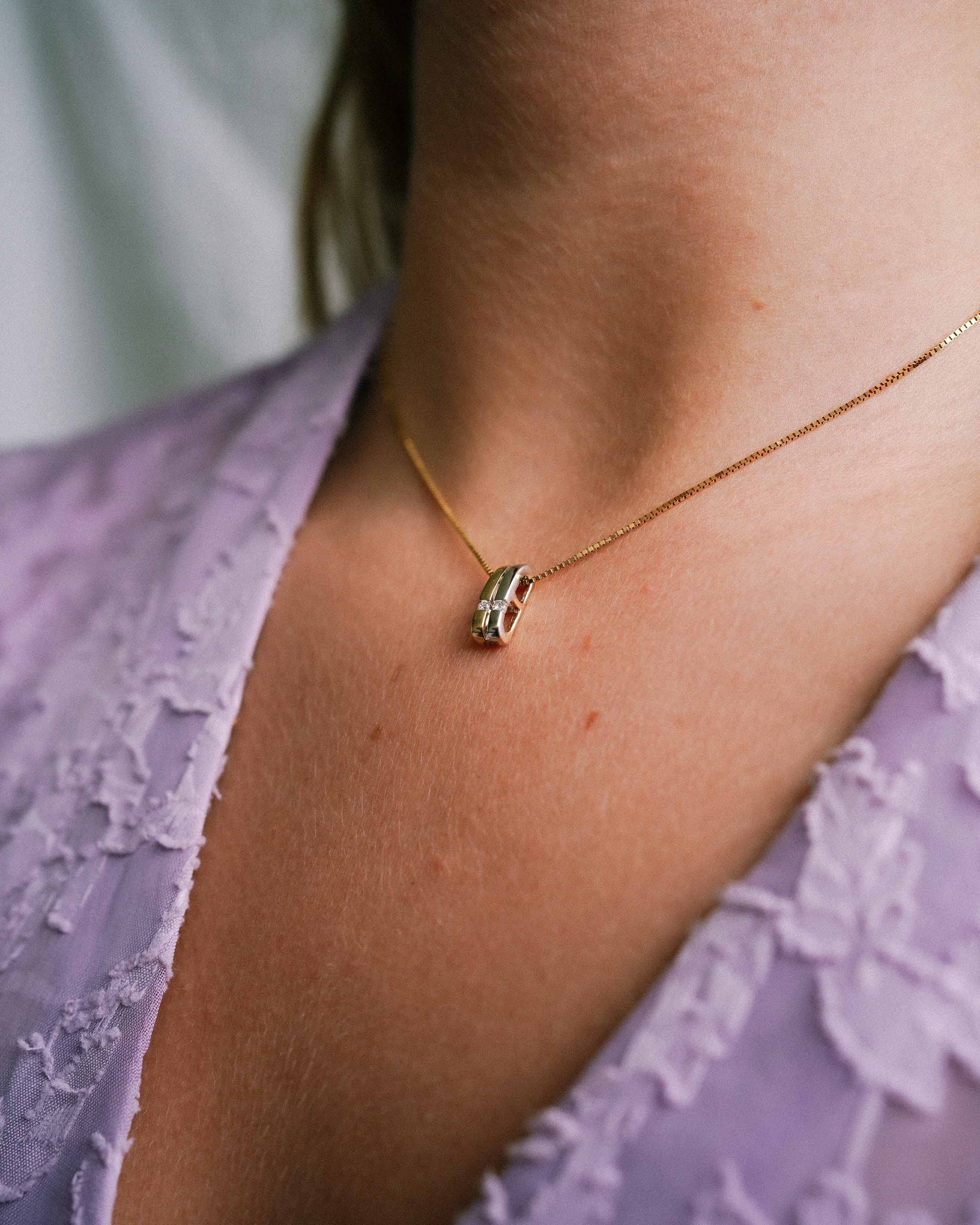 Grace | 14K Wit & Geel Gouden (0.07 kt) Diamanten Hanger