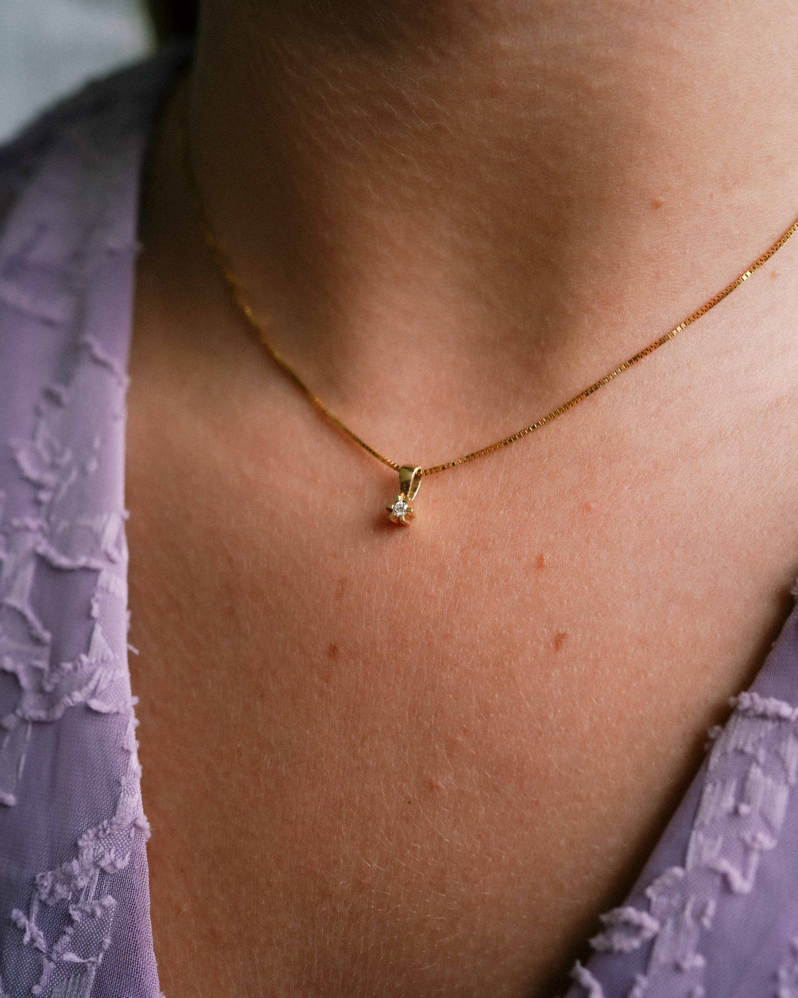 Fenna | 14K Geel Gouden (0.03 kt) Diamanten Hanger