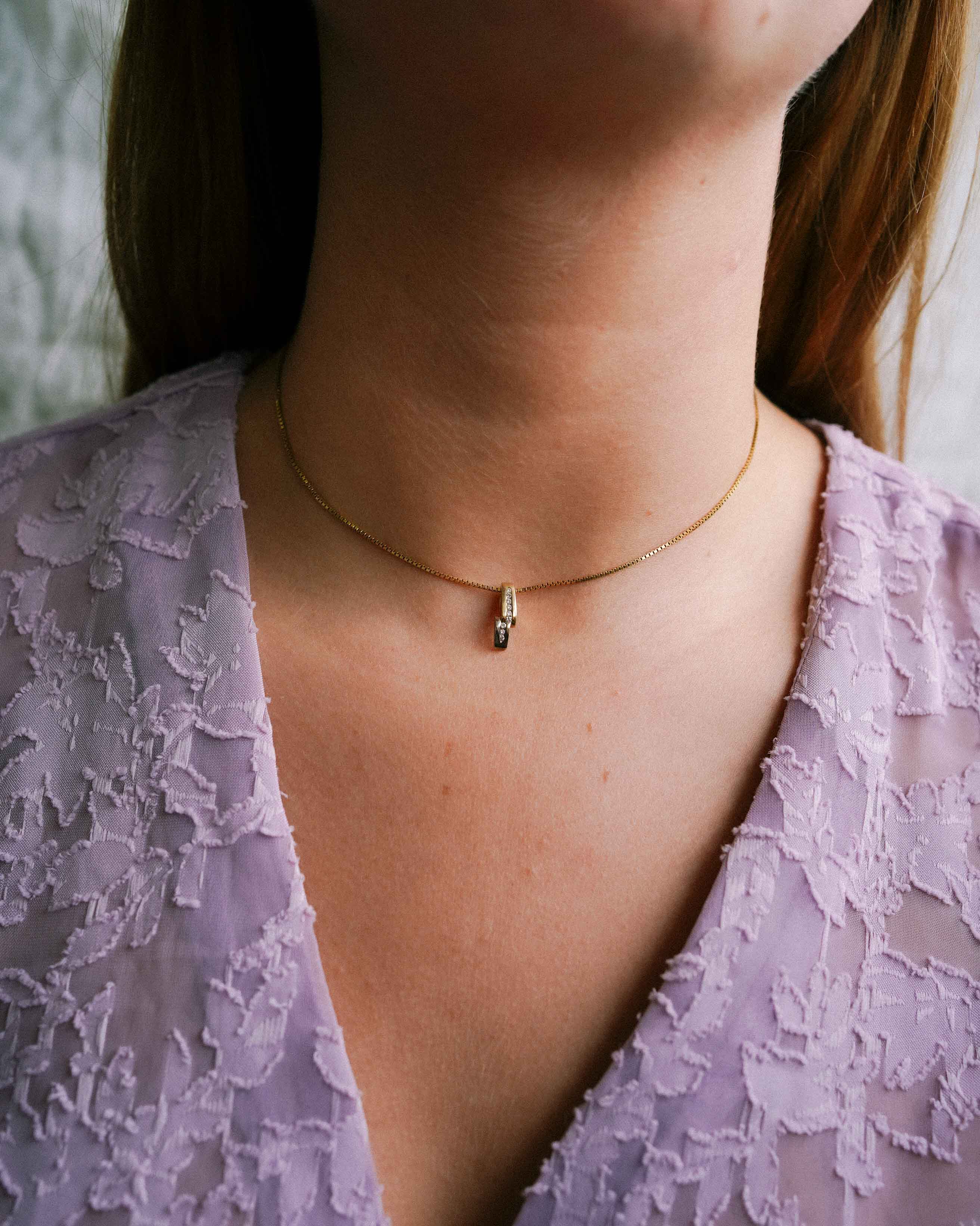 Emae | 14K Wit & Geel Gouden (0.14 ct) Diamanten Hanger