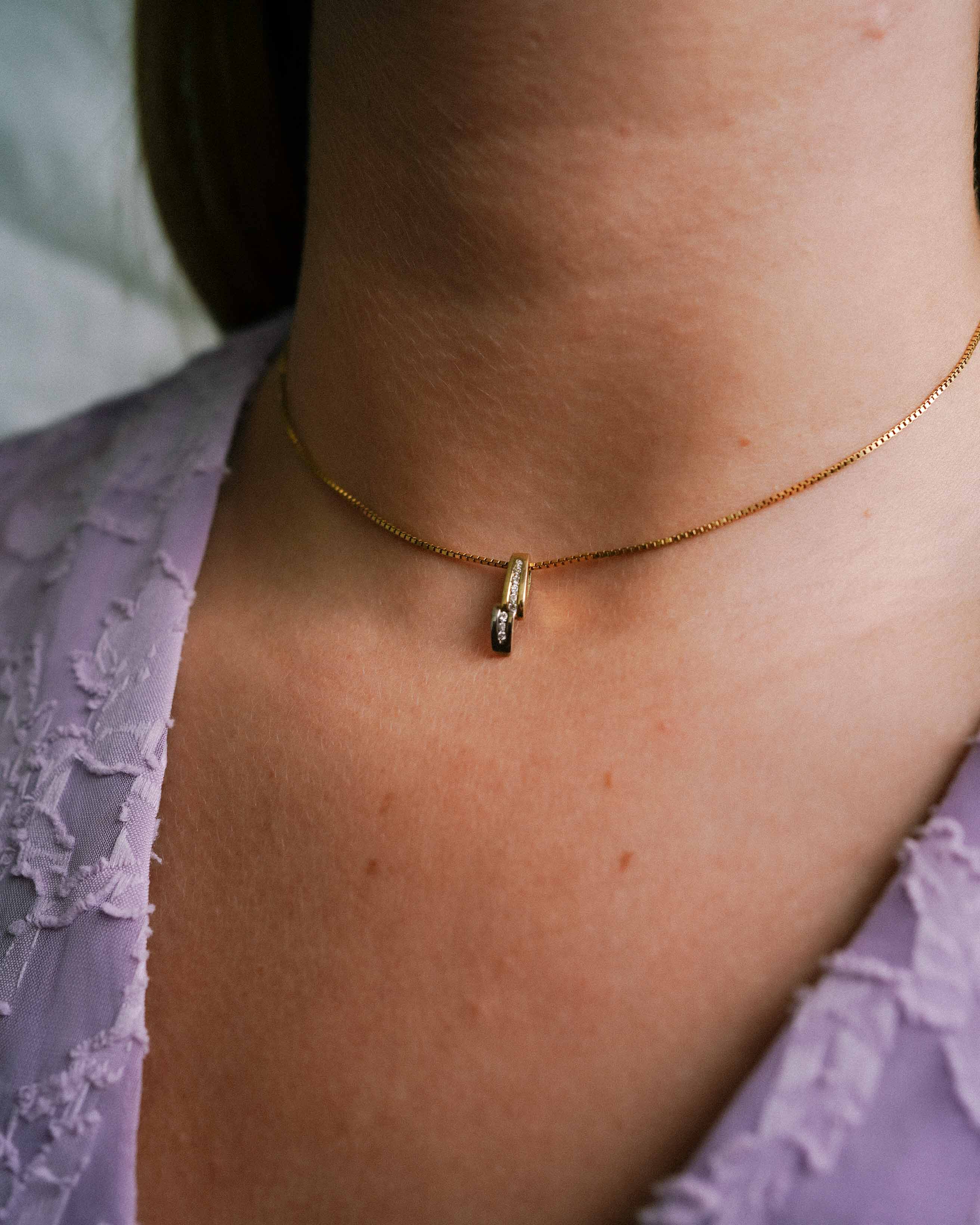 Emae | 14K Wit & Geel Gouden (0.14 ct) Diamanten Hanger