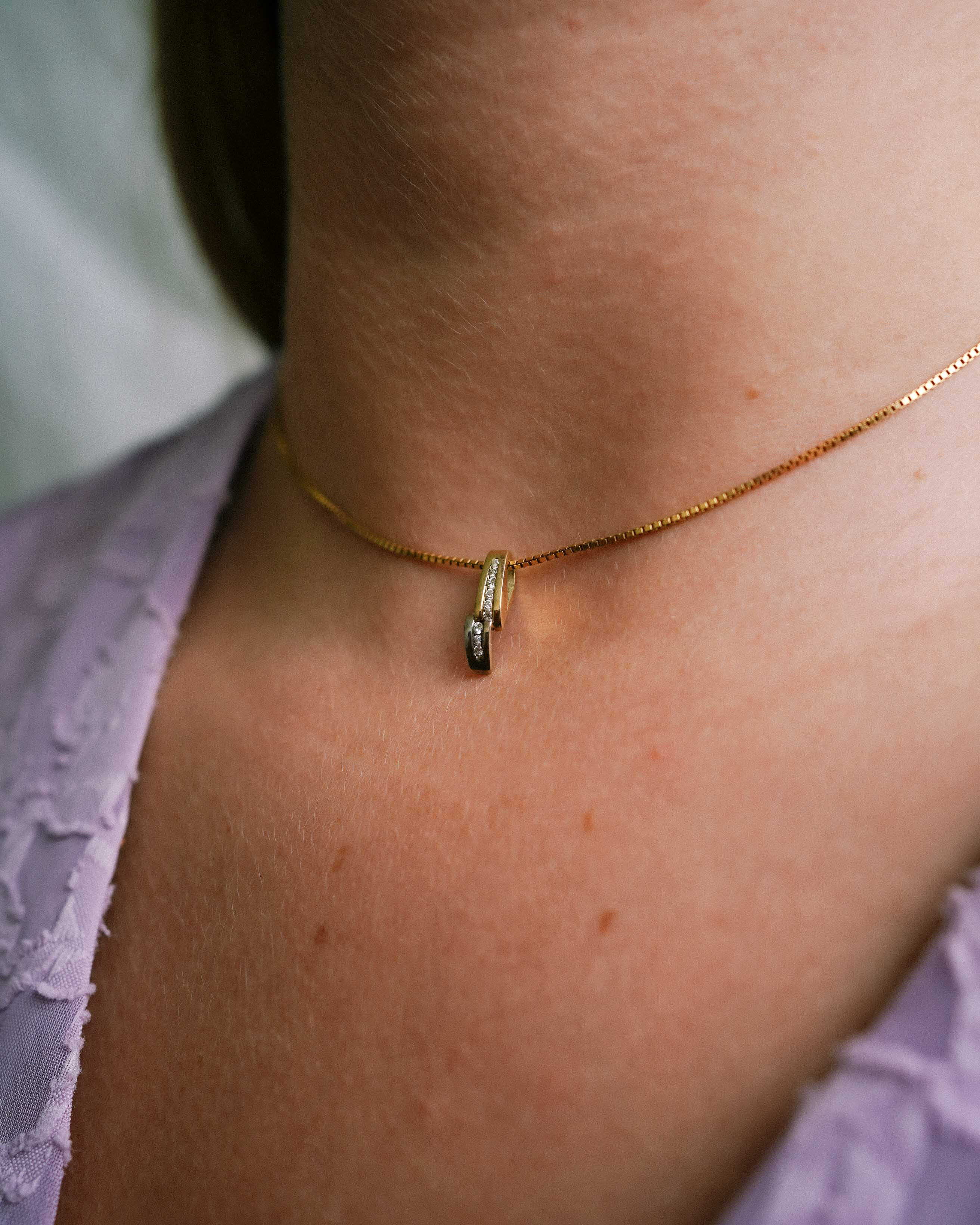 Emae | 14K Wit & Geel Gouden (0.14 ct) Diamanten Hanger