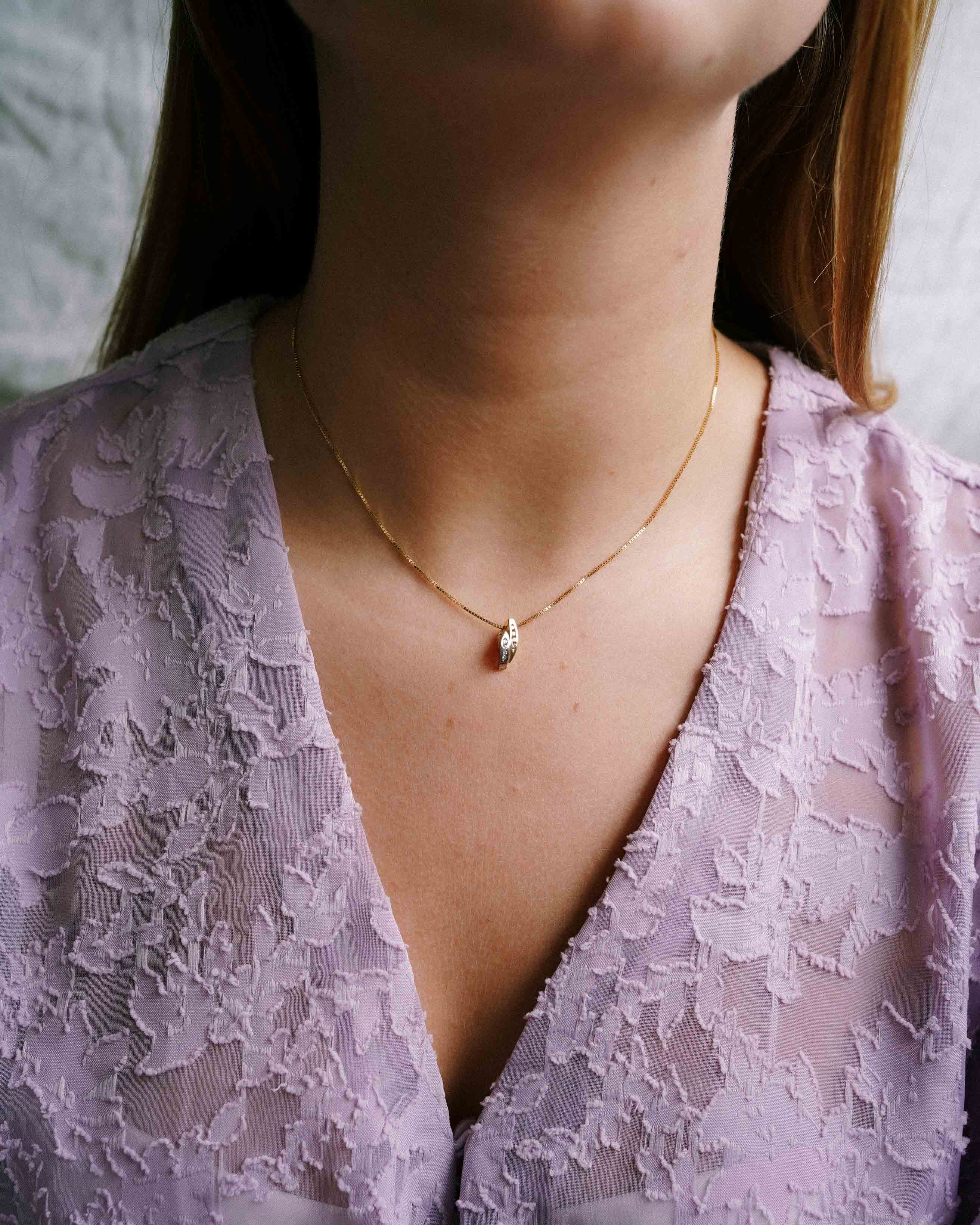 Noa | 14K Wit & Geel Gouden (0.09ct) Diamanten Hanger