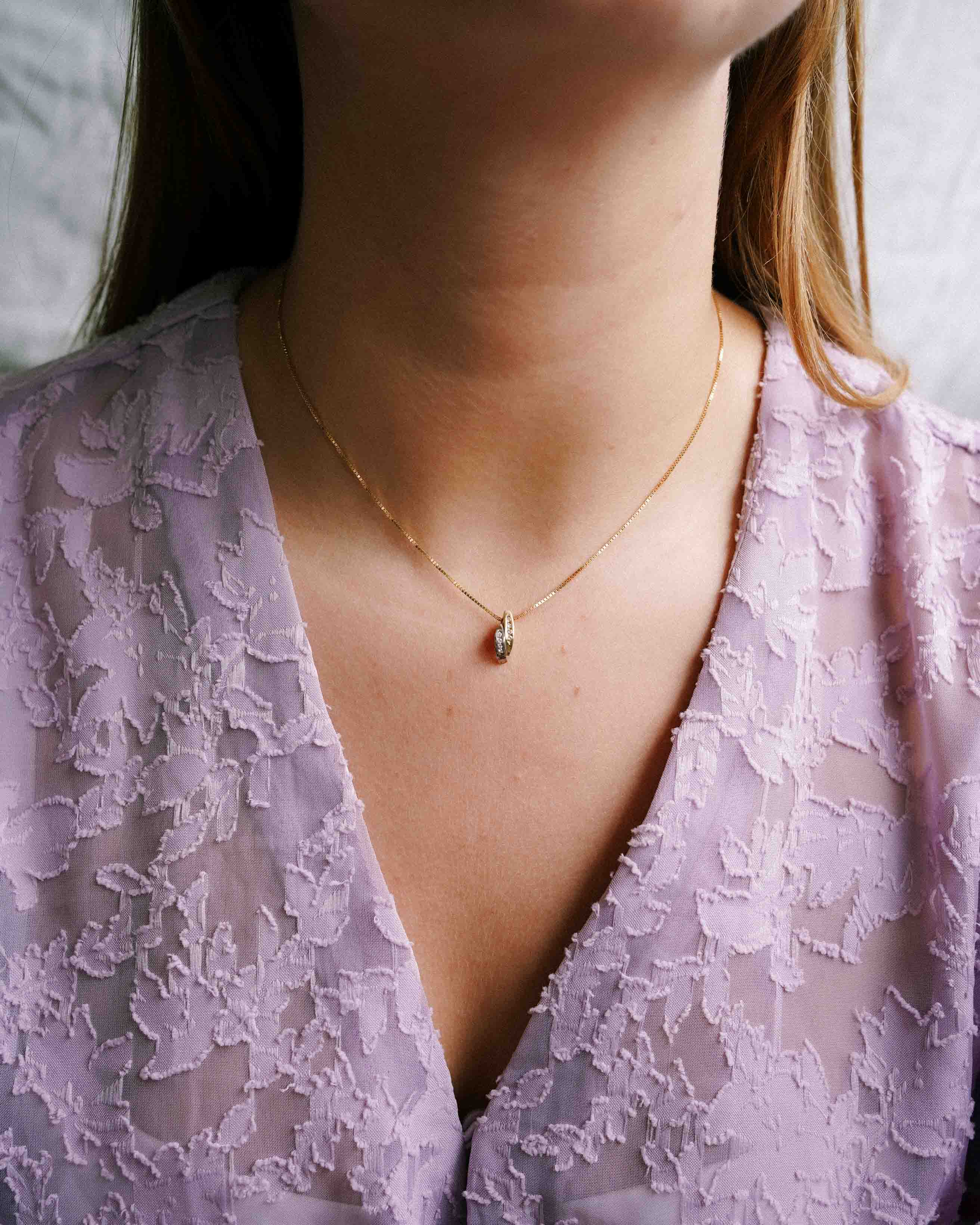 Noa | 14K Wit & Geel Gouden (0.09ct) Diamanten Hanger
