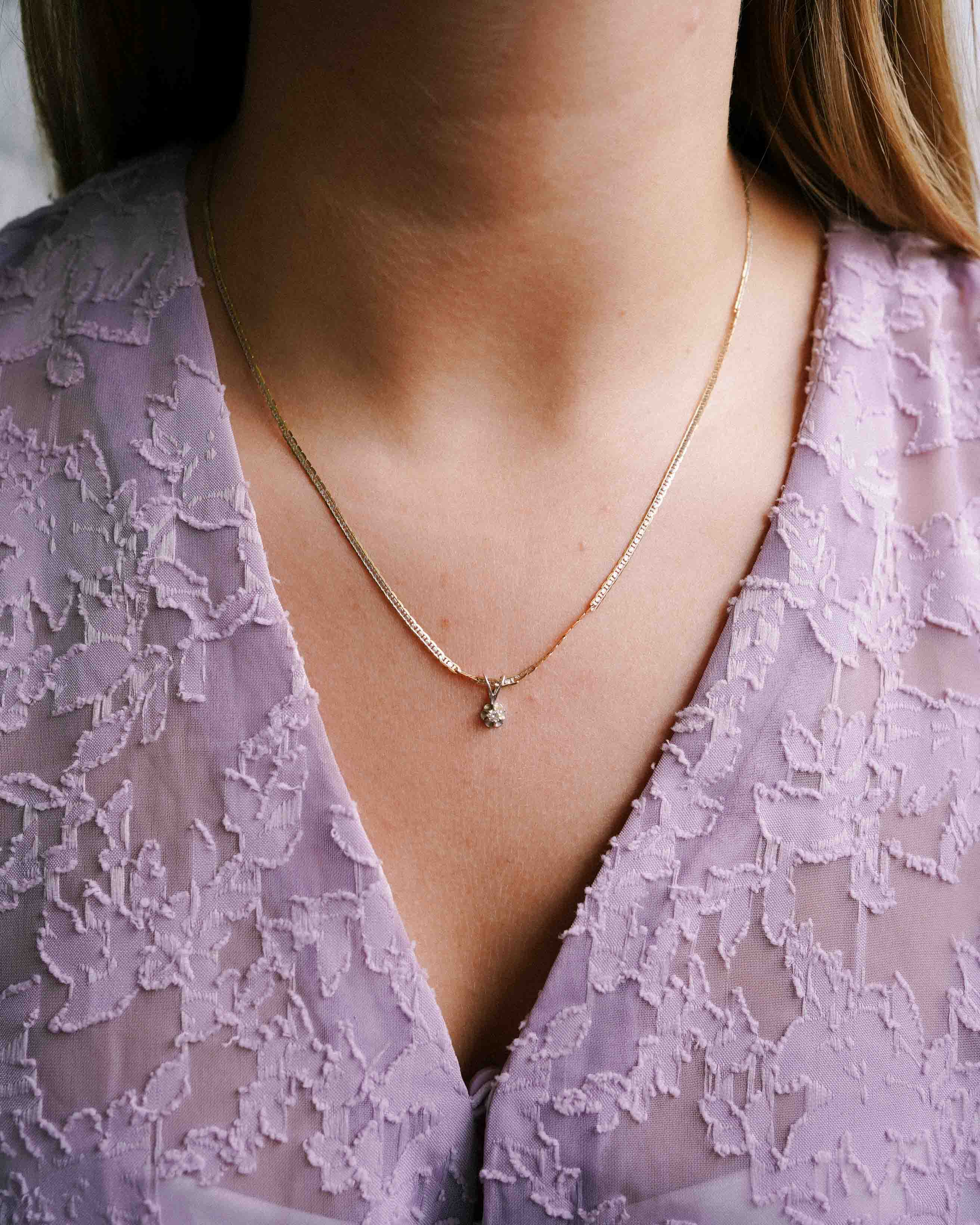 Zuri | 14K Wit & Geel Gouden (0.07 kt) Diamanten Hanger