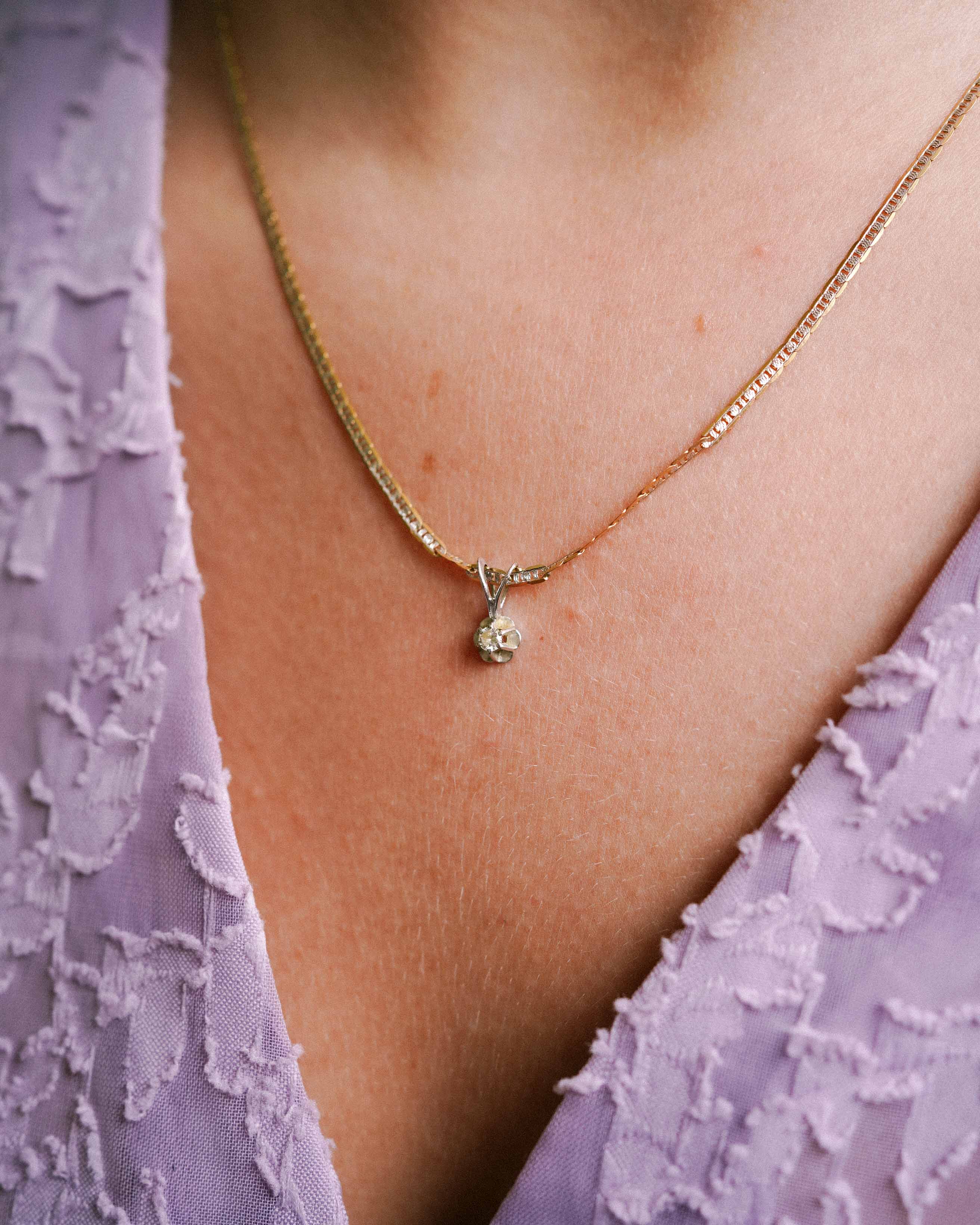 Zuri | 14K Wit & Geel Gouden (0.07 kt) Diamanten Hanger