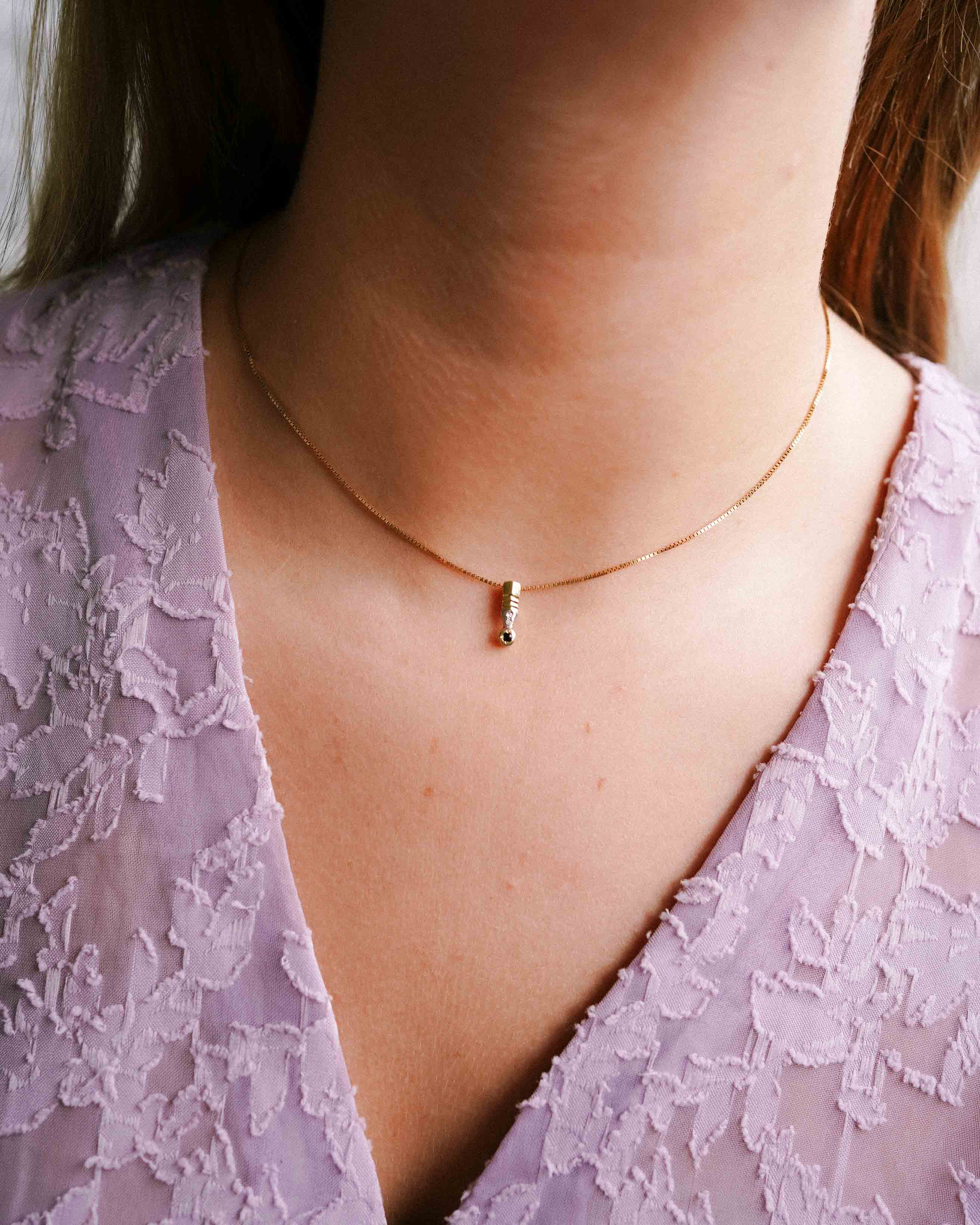 Maeva | 14K Wit & Geel Gouden Diamant & Saffier Hanger