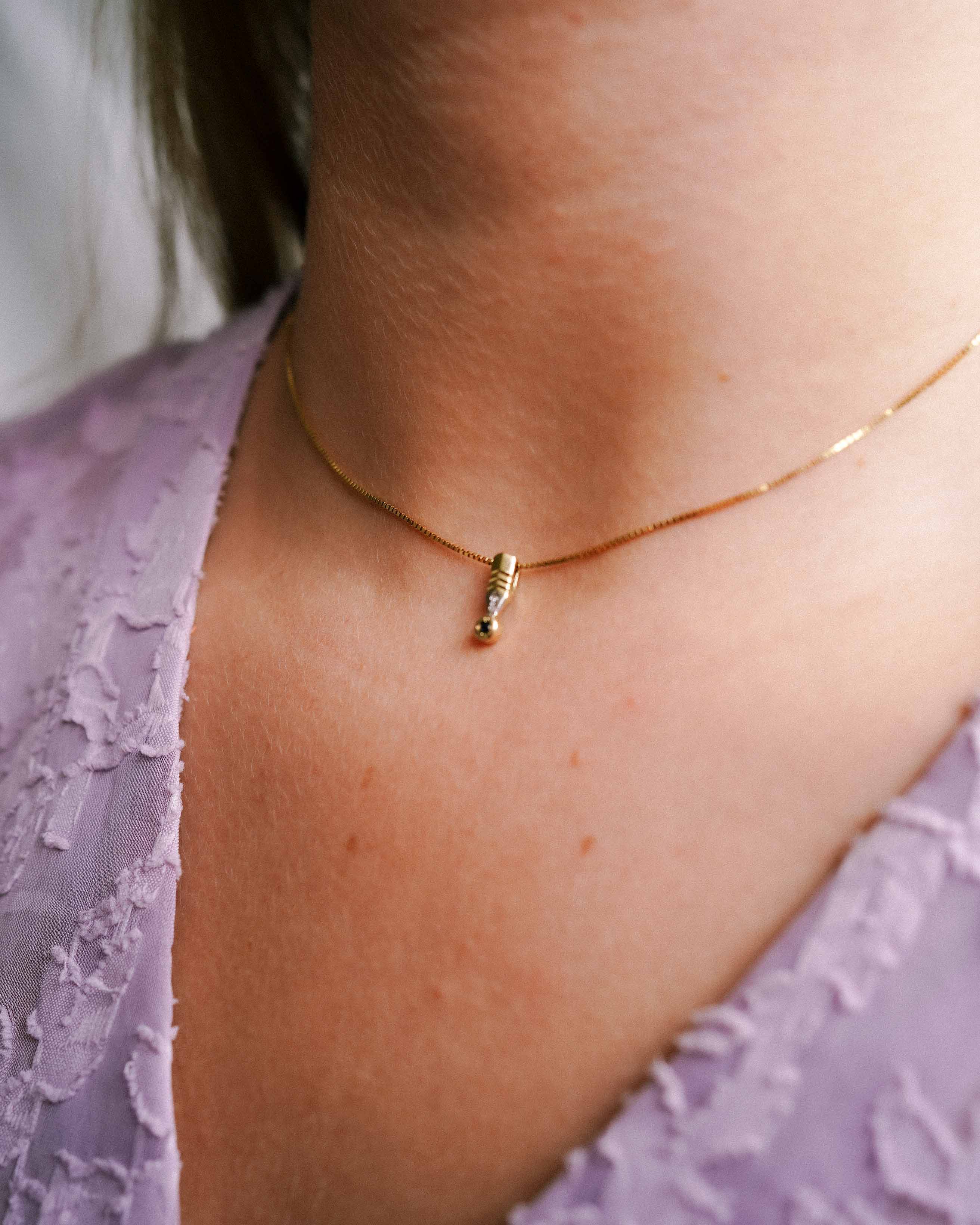 Maeva | 14K Wit & Geel Gouden Diamant & Saffier Hanger