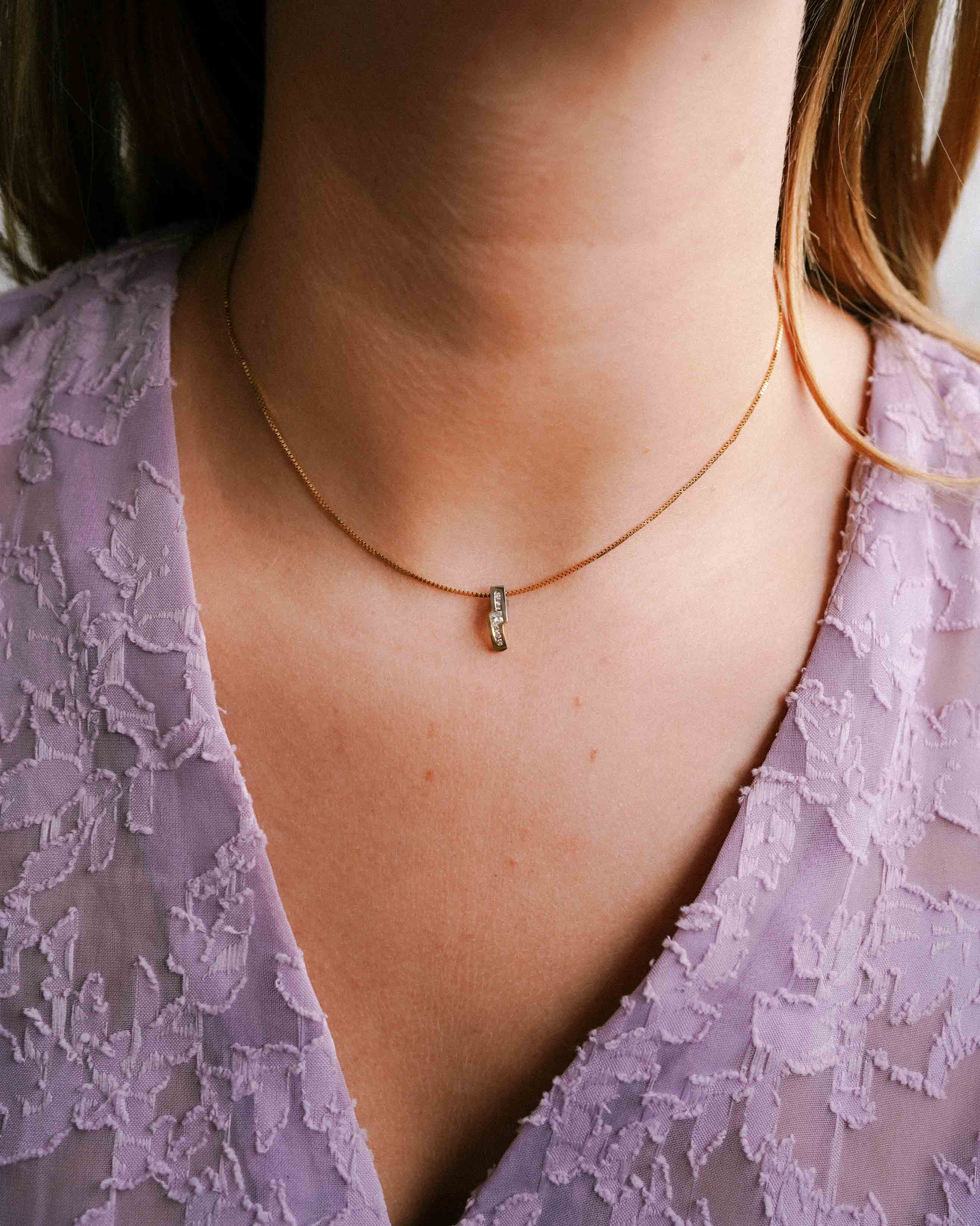 Ebba | 14K Wit & Geel Gouden (0.14 kt) Diamanten Hanger