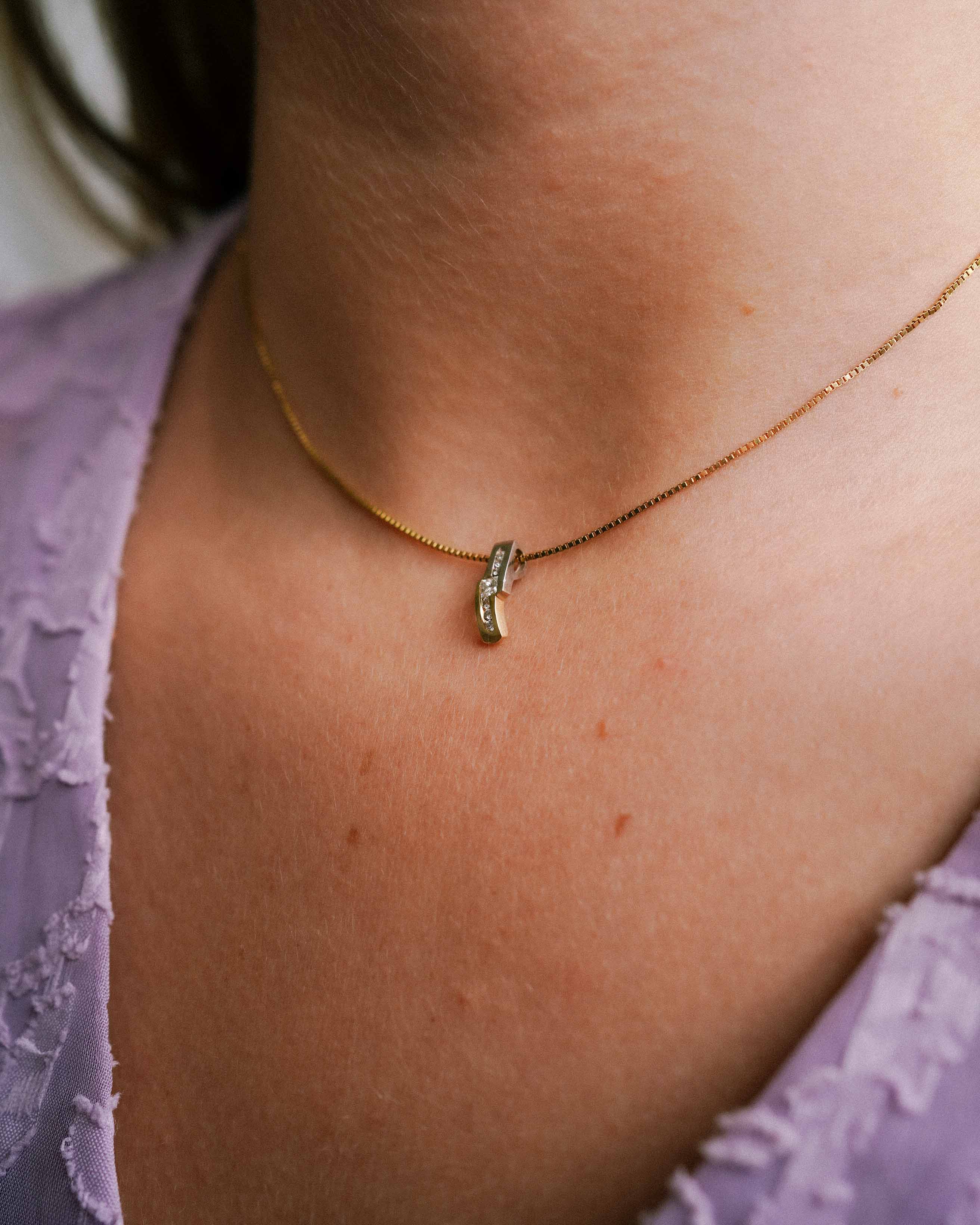 Ebba | 14K Wit & Geel Gouden (0.14 kt) Diamanten Hanger