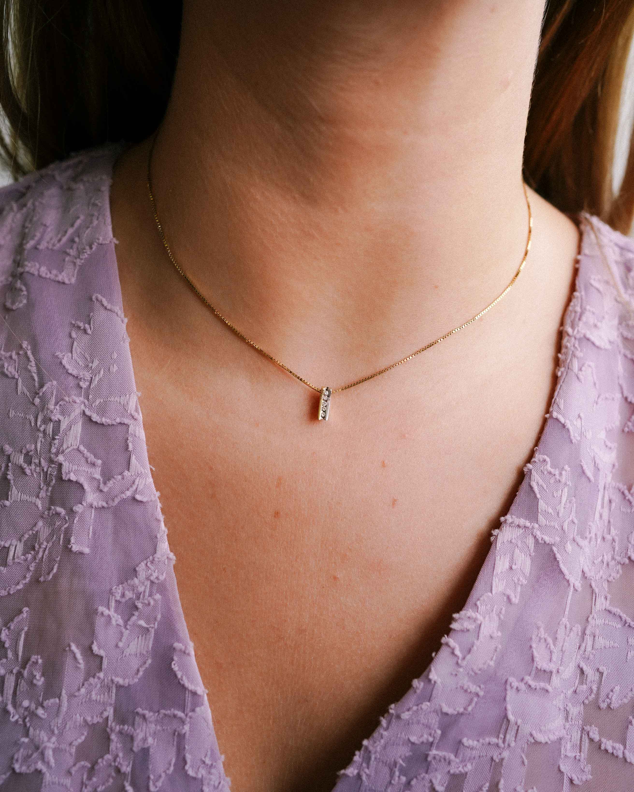 Elodie | 14K Wit & Geel Gouden (0.06 kt) Diamanten Hanger