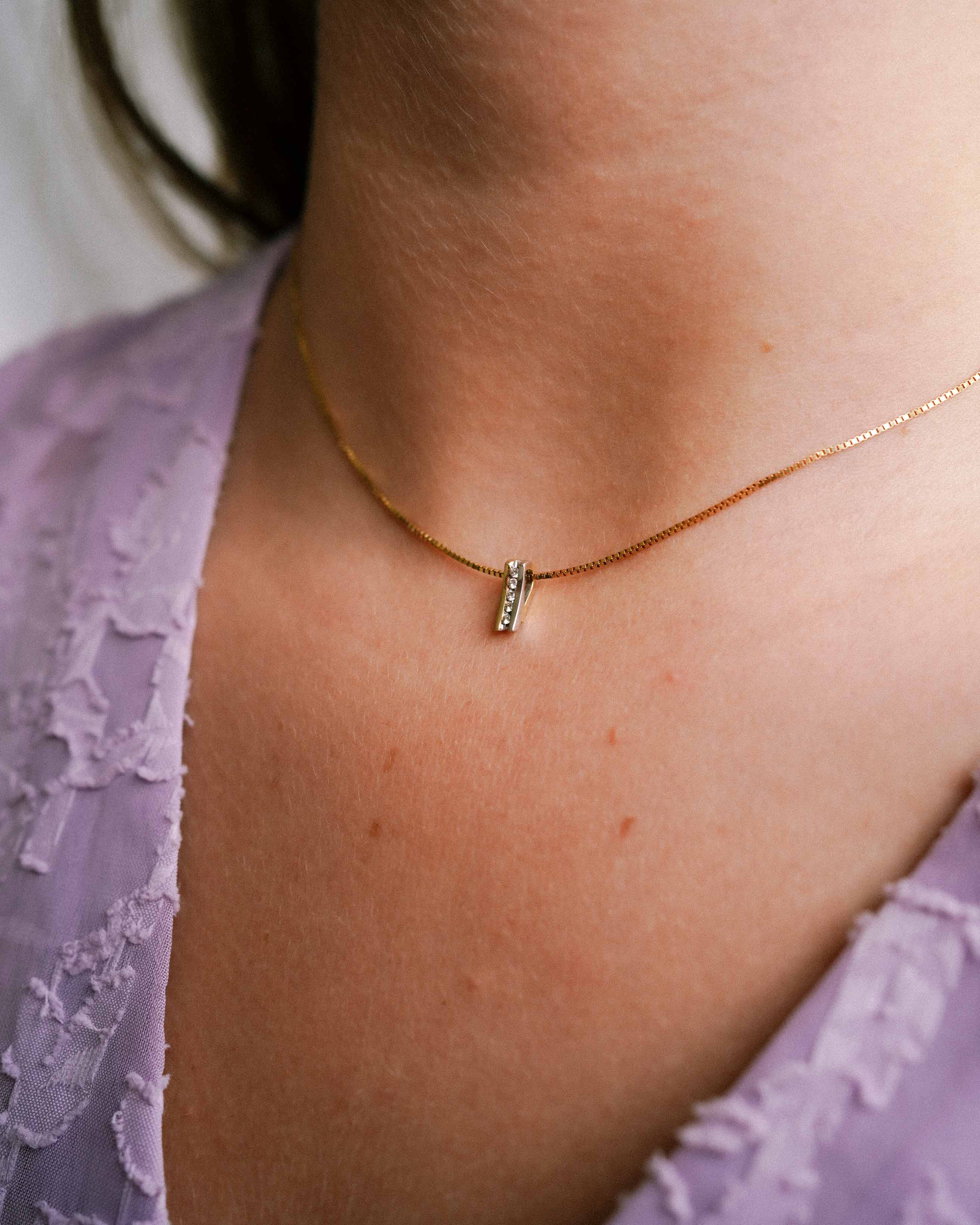 Elodie | 14K Wit & Geel Gouden (0.06 kt) Diamanten Hanger