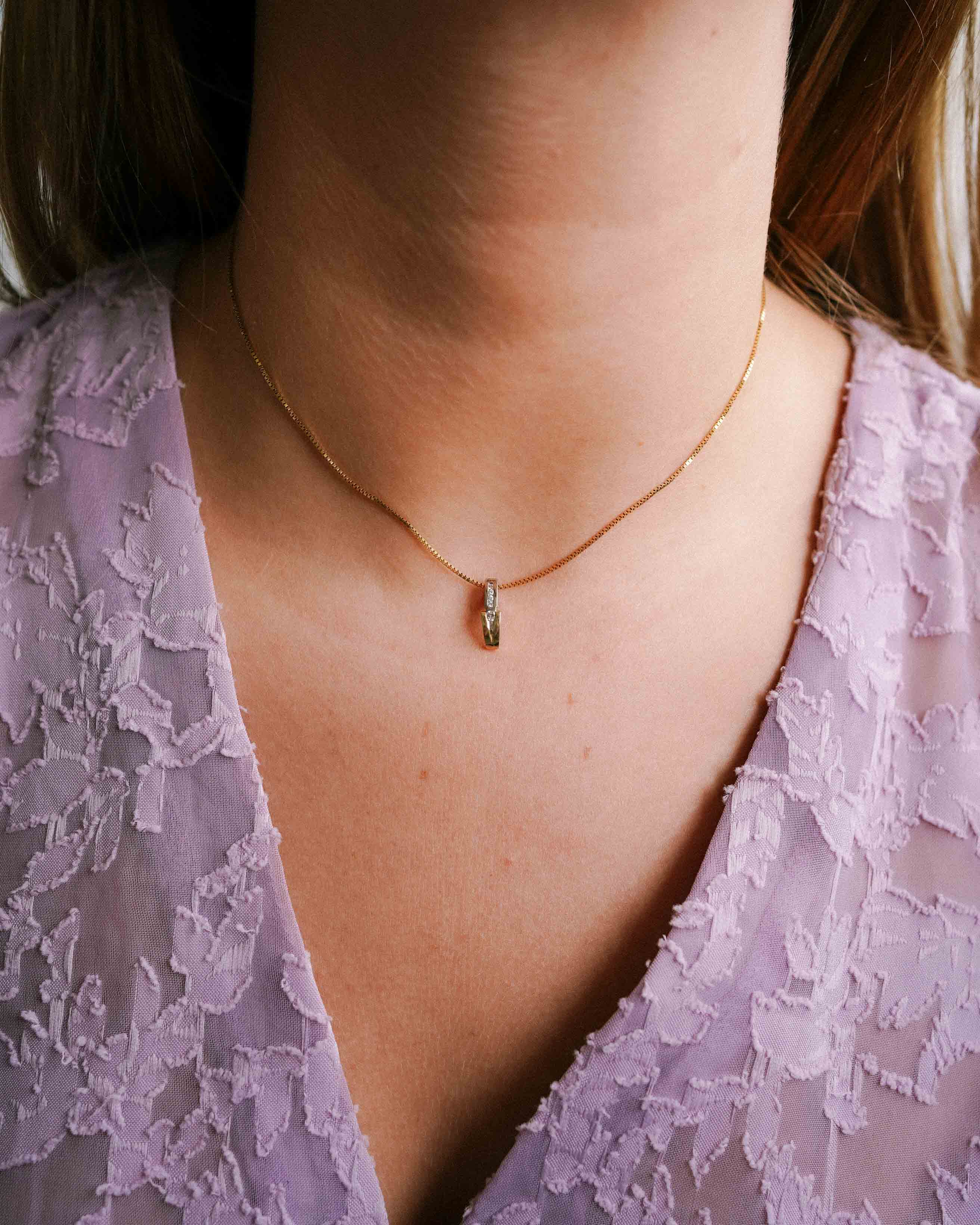 Isalie | 14K Wit & Geel Gouden (0.08 kt) Diamanten Hanger