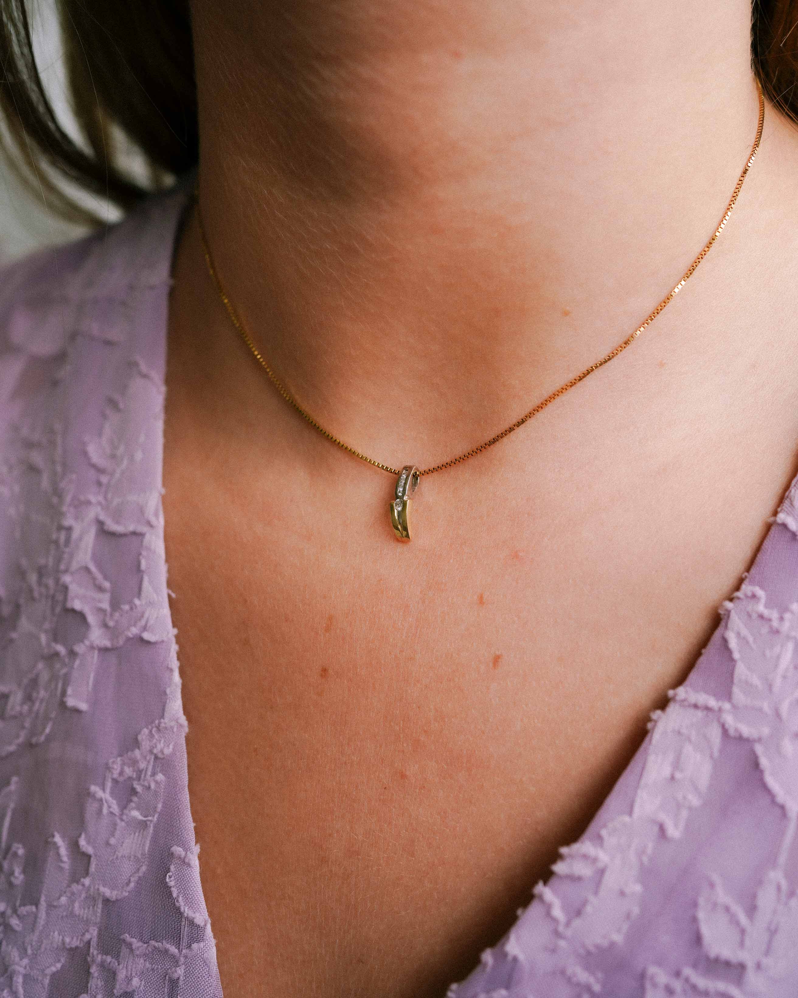 Isalie | 14K Wit & Geel Gouden (0.08 kt) Diamanten Hanger