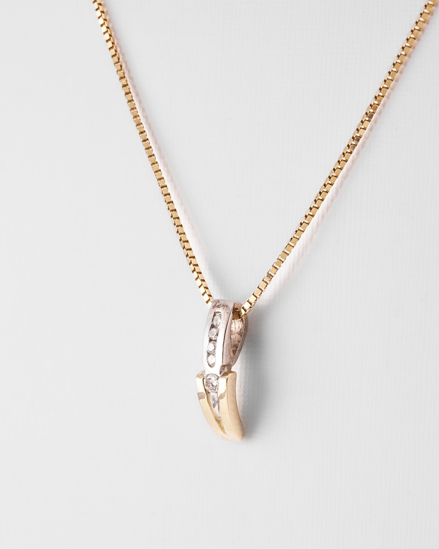 Isalie | 14K Wit & Geel Gouden (0.08 kt) Diamanten Hanger
