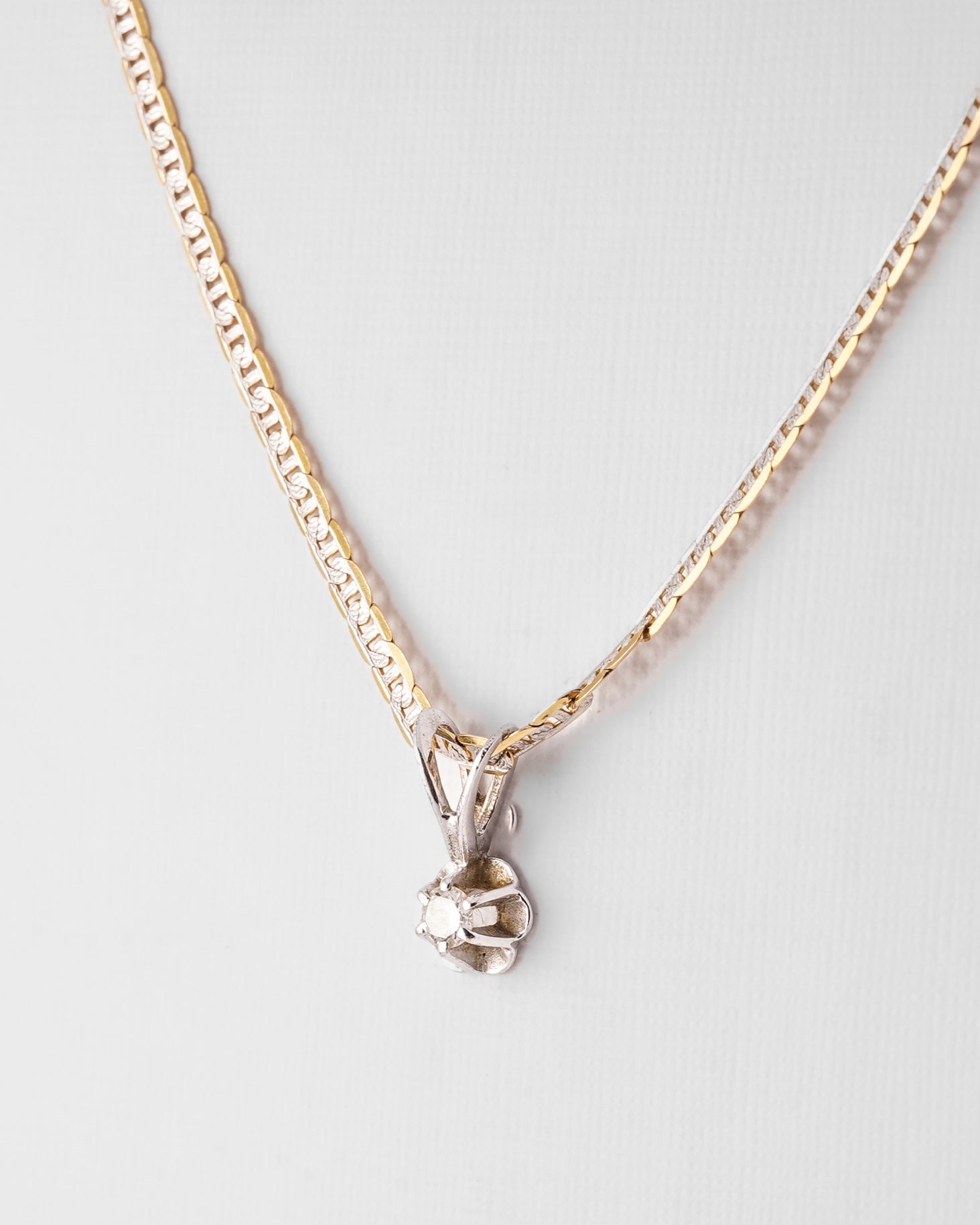 Zuri | 14K Wit & Geel Gouden (0.07 kt) Diamanten Hanger