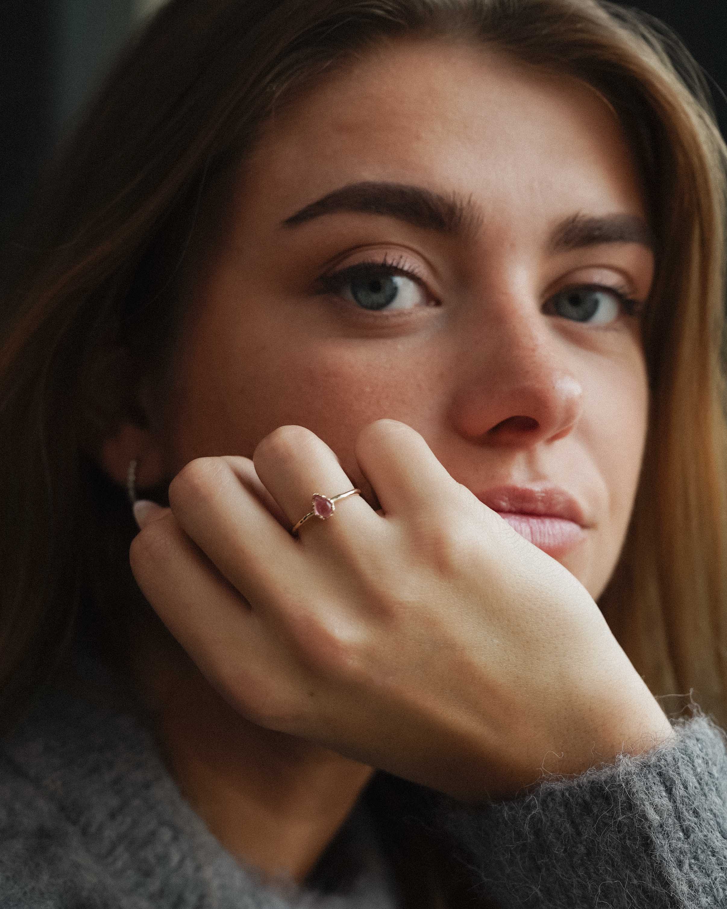 Lysandra | 14K Toermalijn Solitair Pear Cut Ring