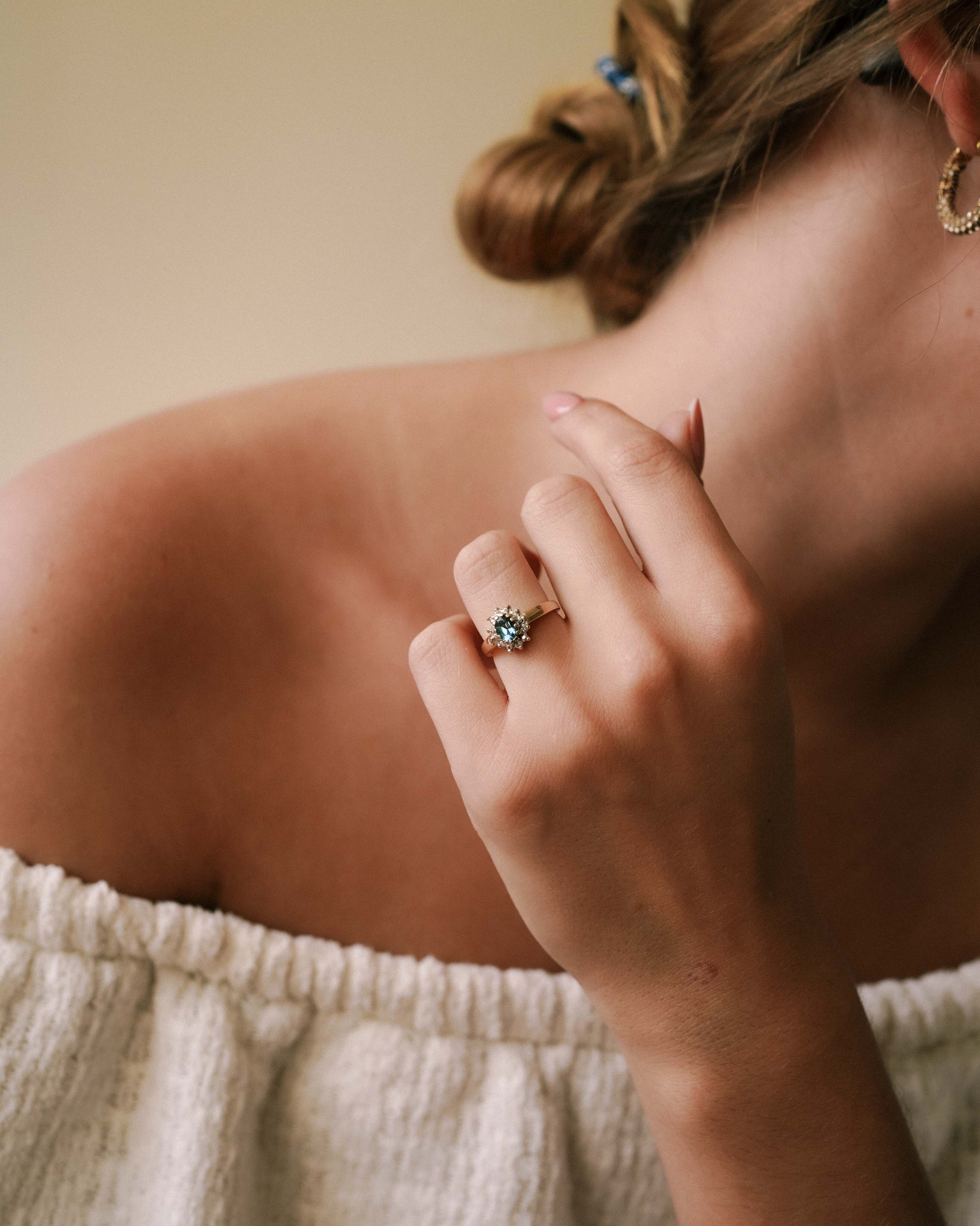 Talia | Vintage Saffier & Diamant Cluster
