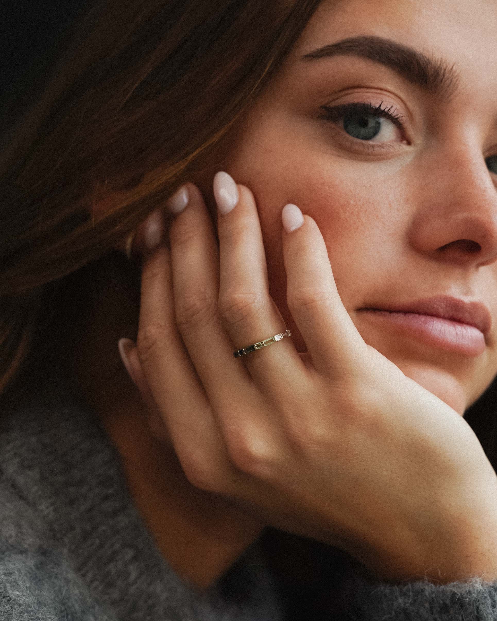 Mirelle | 14K Tourmaline, Olivine & White Sapphire Baguette Ring