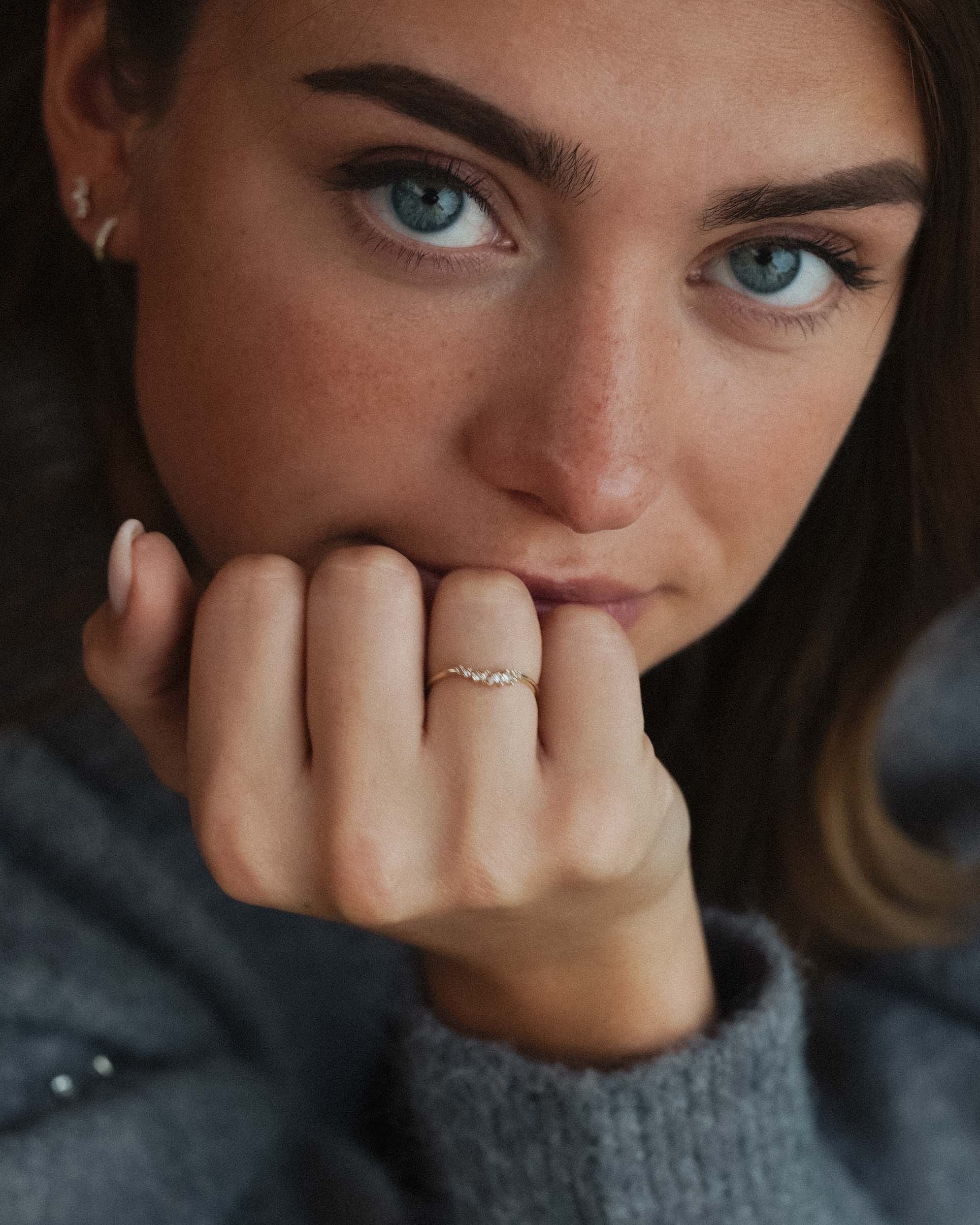 Sylara | 14K White Sapphire Pavé Ring