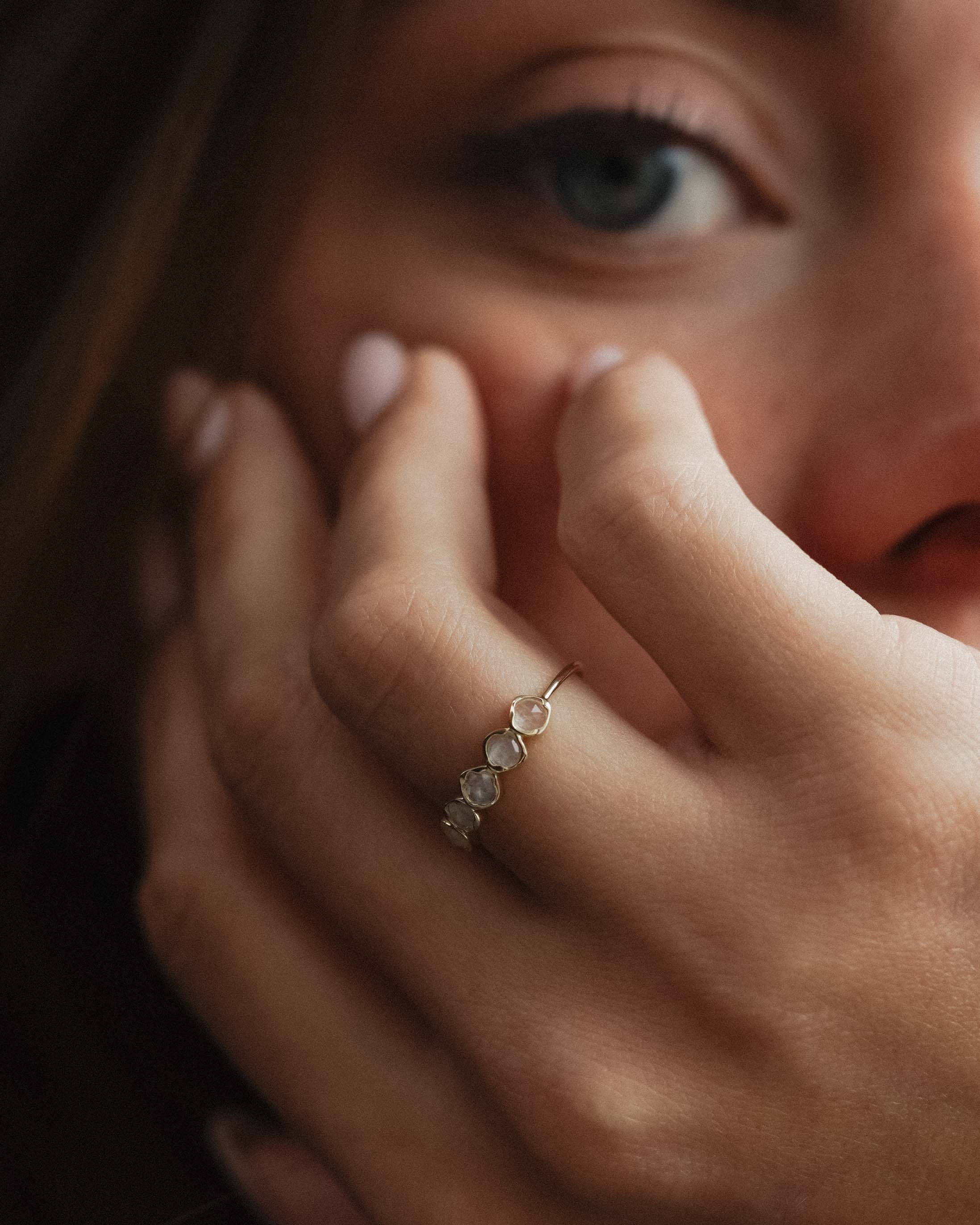 Nerea | 14K Moonstone Half Eternity Ring