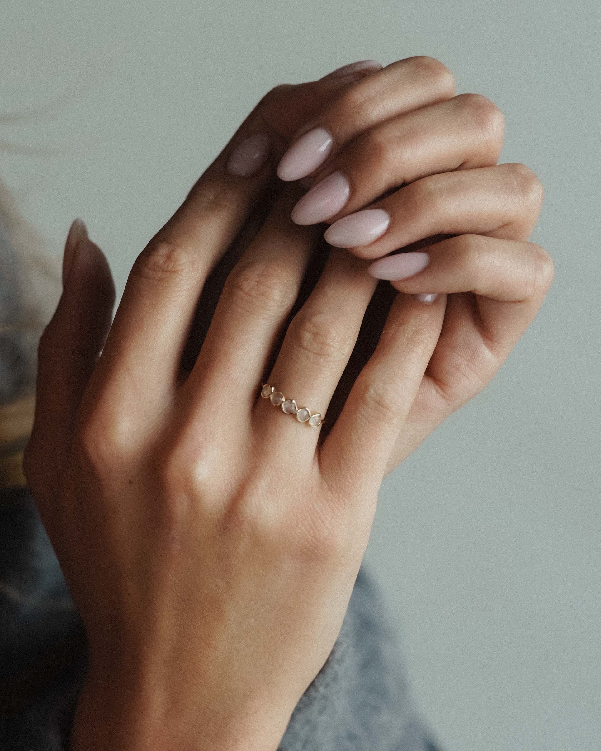 Nerea | 14K Moonstone Half Eternity Ring