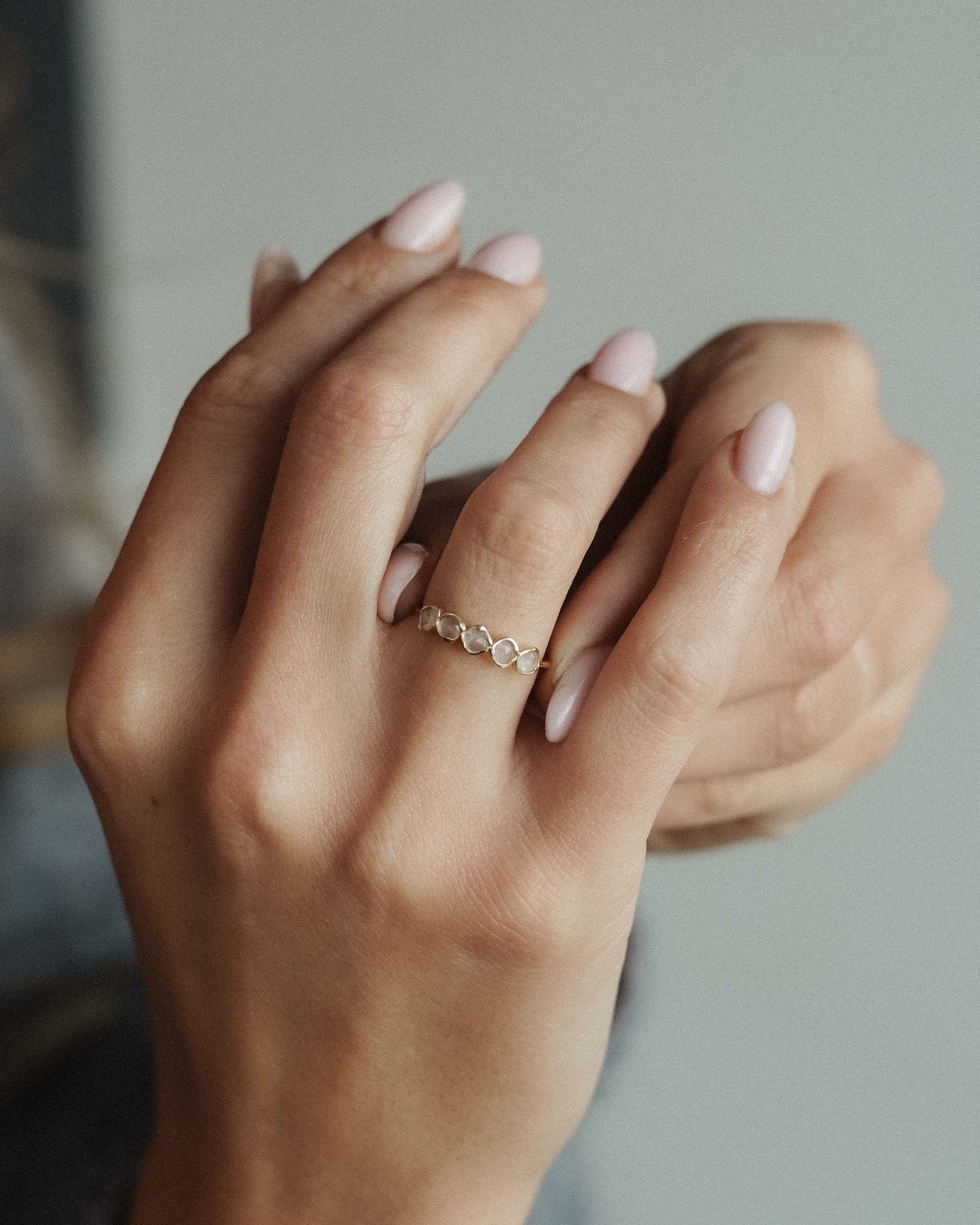 Nerea | 14K Moonstone Half Eternity Ring