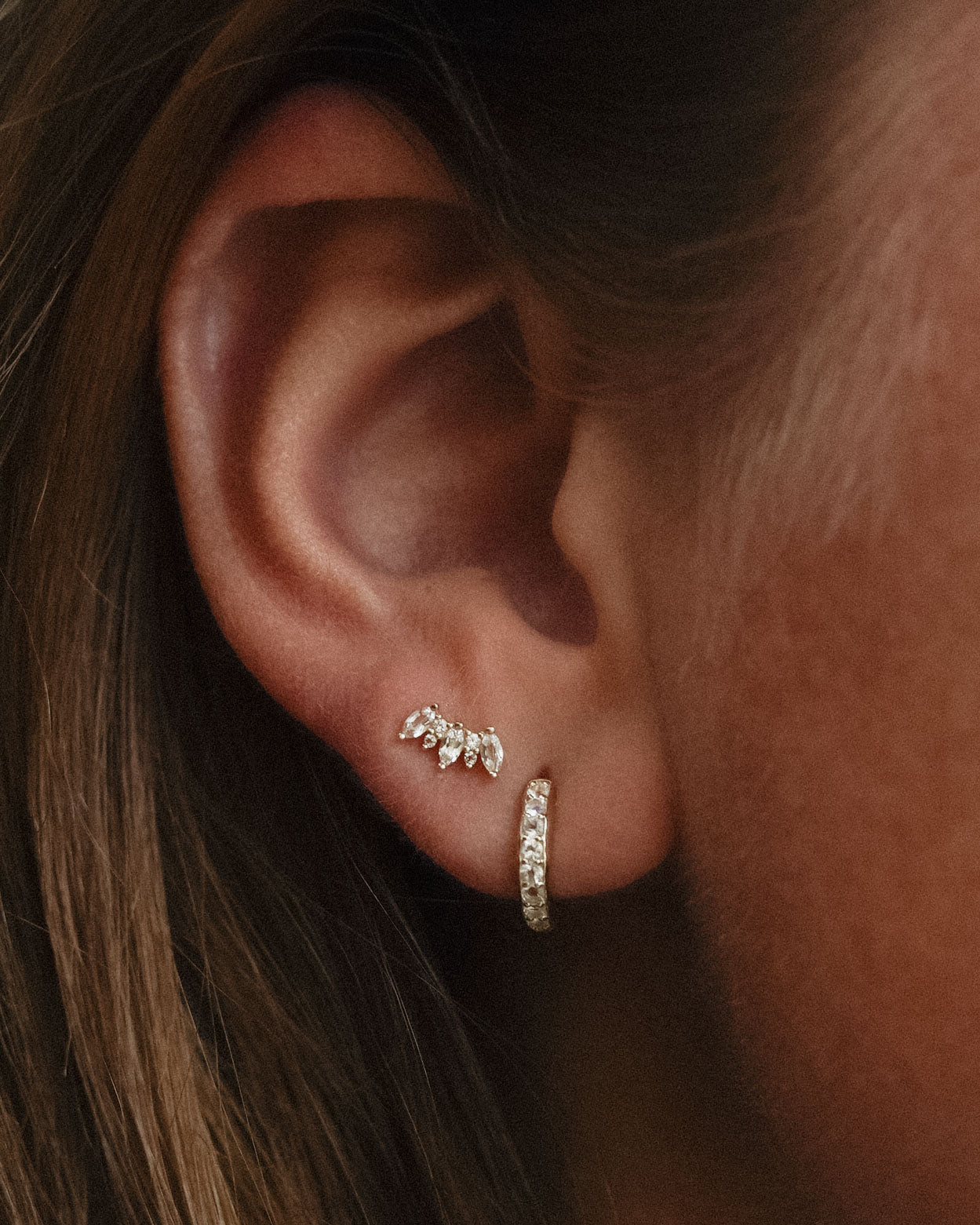 Amarante | 14K Moonstone Pavé Huggies