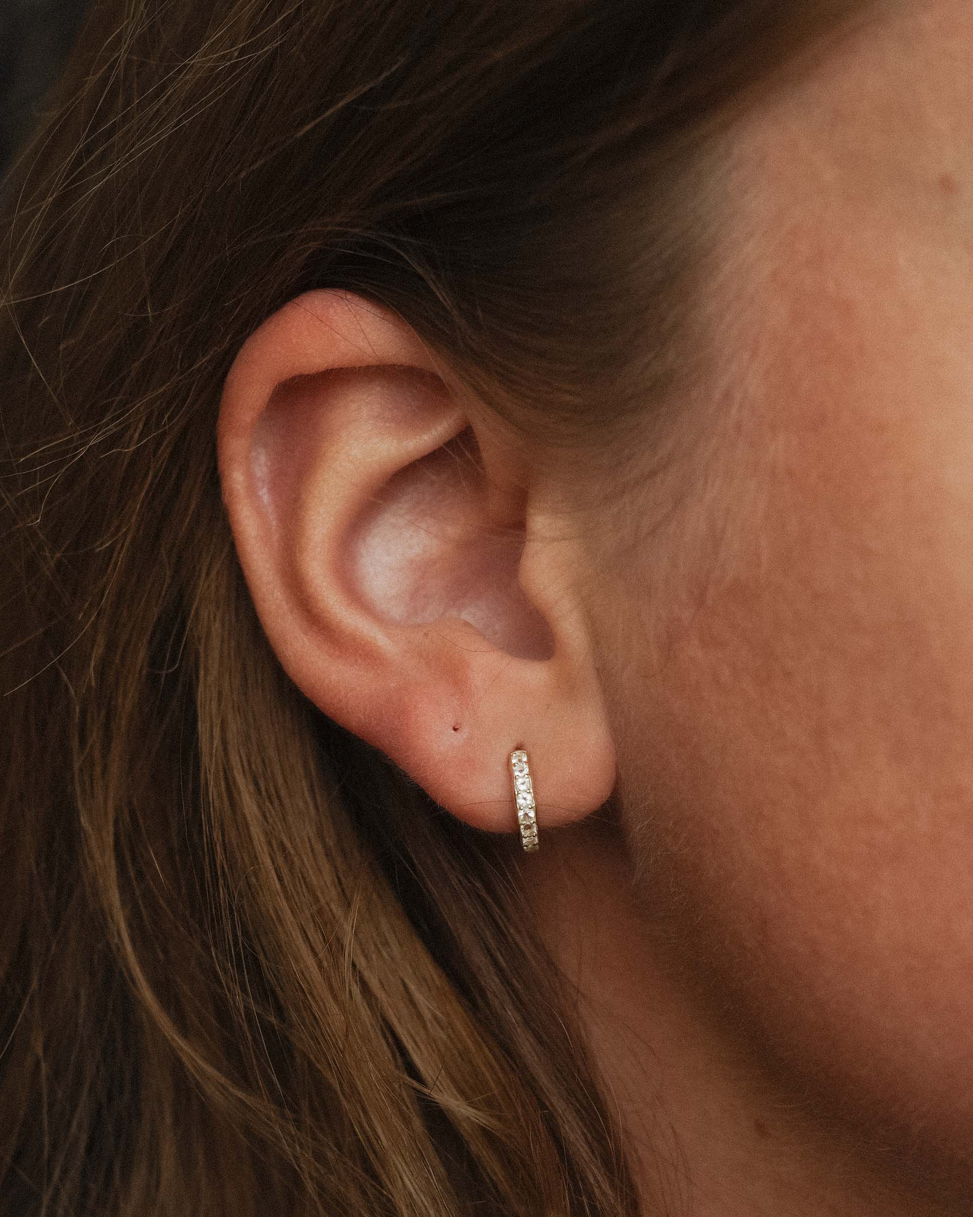 Amarante | 14K Moonstone Pavé Huggies