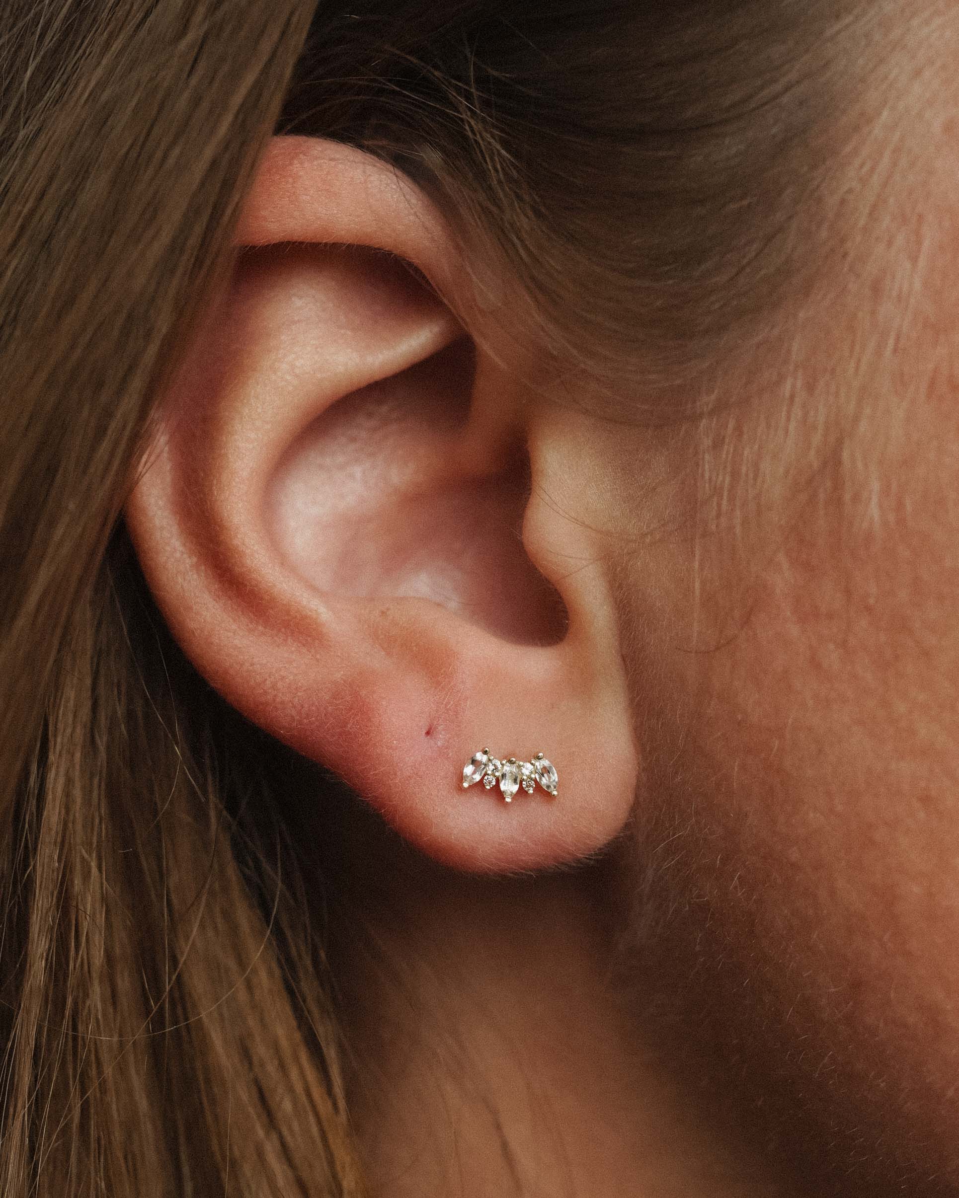 Arianne | 14K Witte Topaas Cluster Studs
