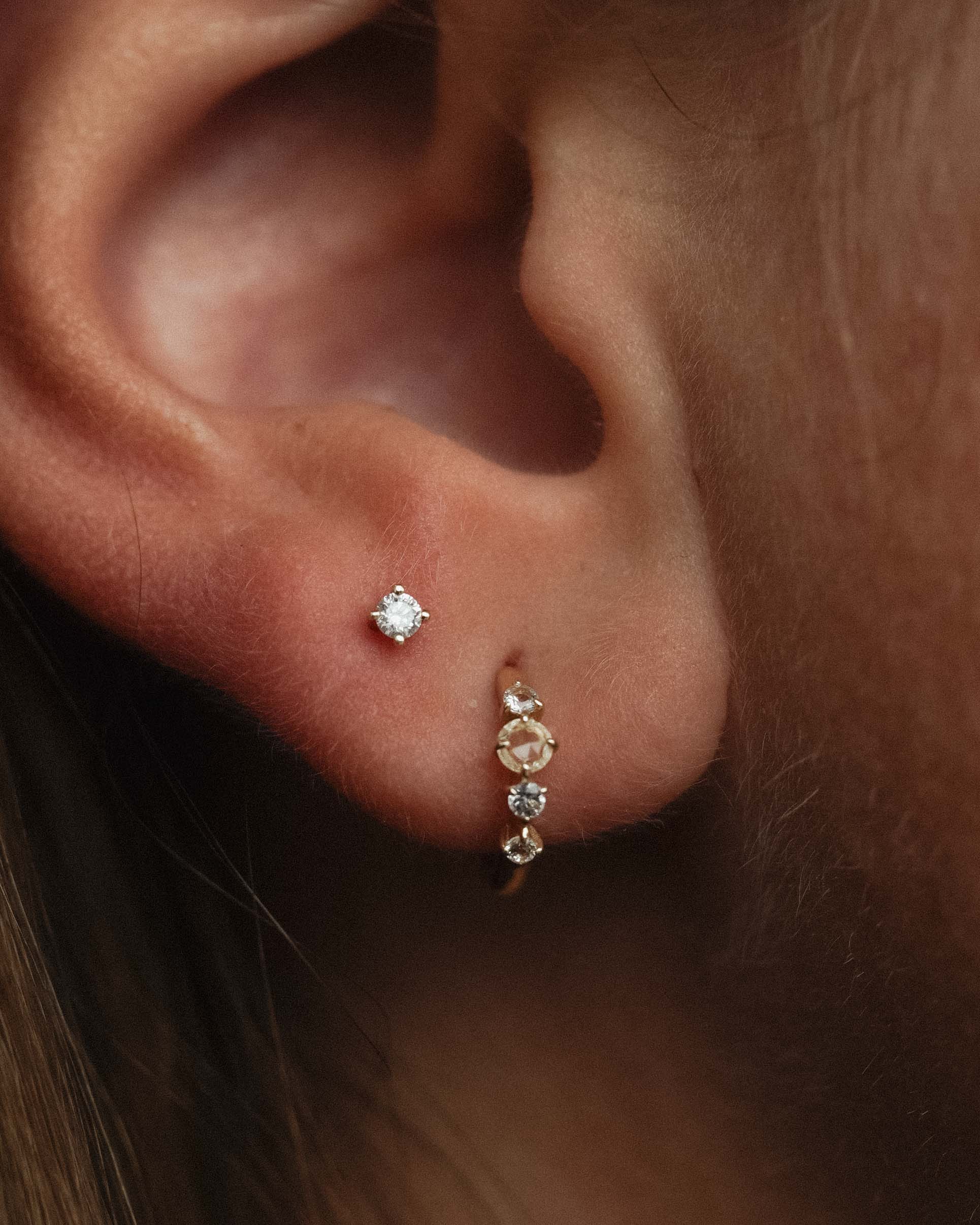 Elisa | 14K White Sapphire Huggies