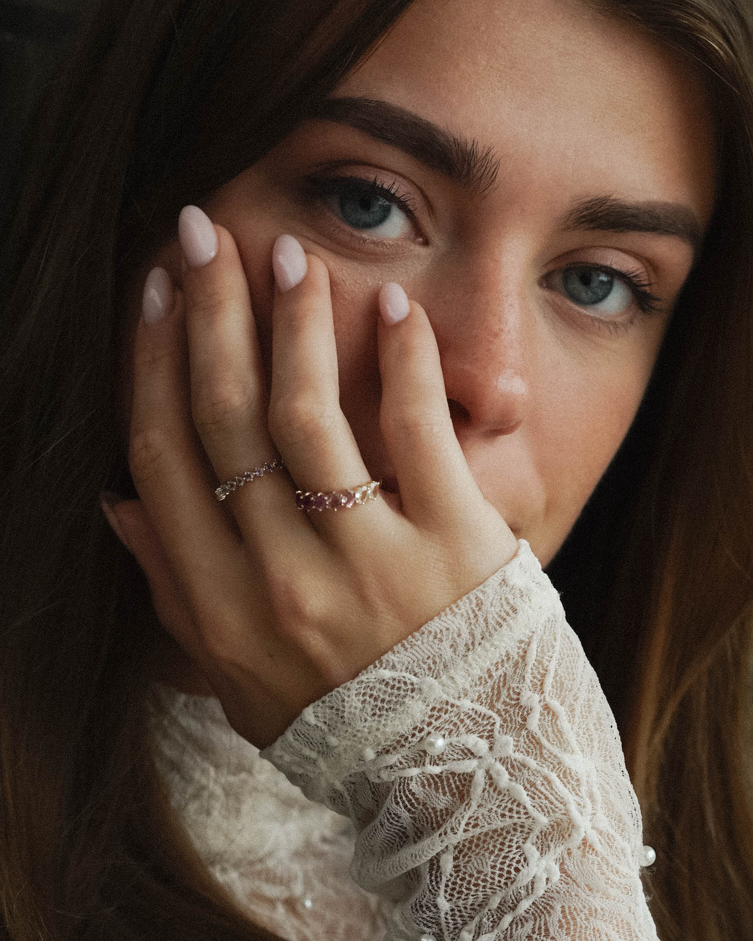 Vionne | 14K Amethyst, Cordierite & White Sapphire Pavé Ring